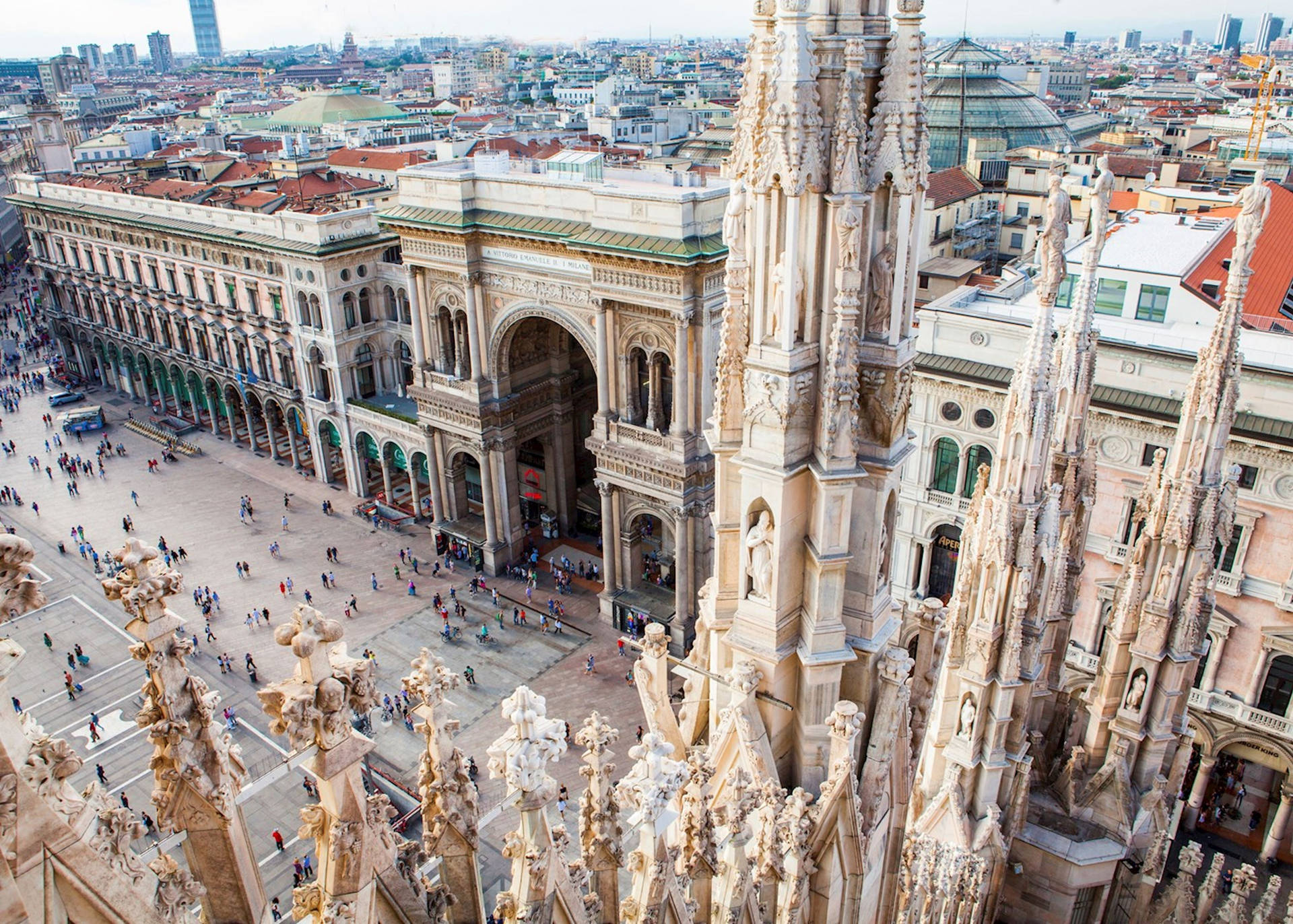 Milan's Duomo Di Mlano Aerial View Background