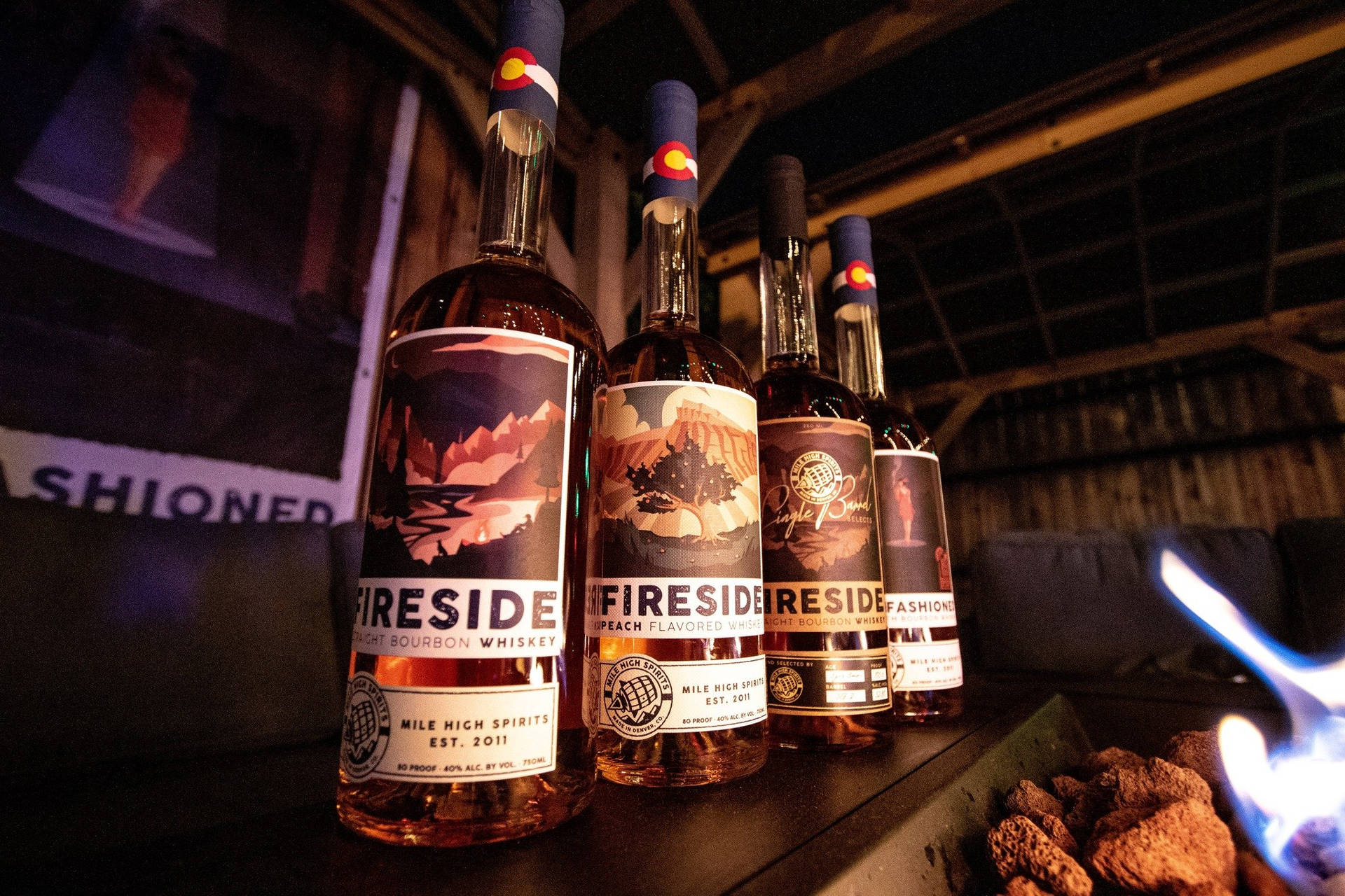 Mile High Spirits - Fireside Whiskey In Its Glory Background