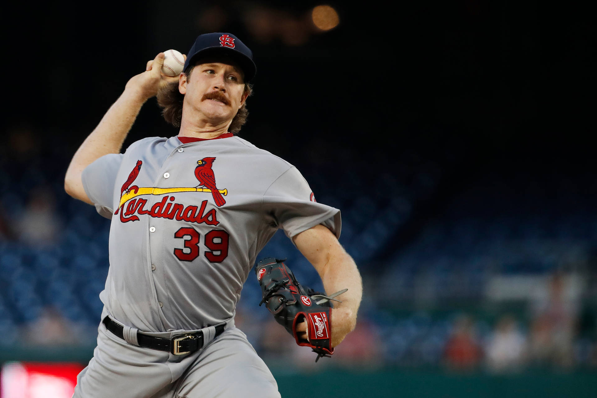 Miles Mikolas About To Throw Baseball Background