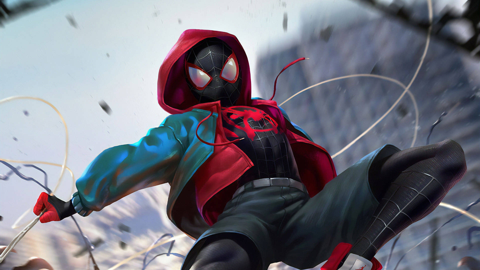 Miles Morales In Fight Background