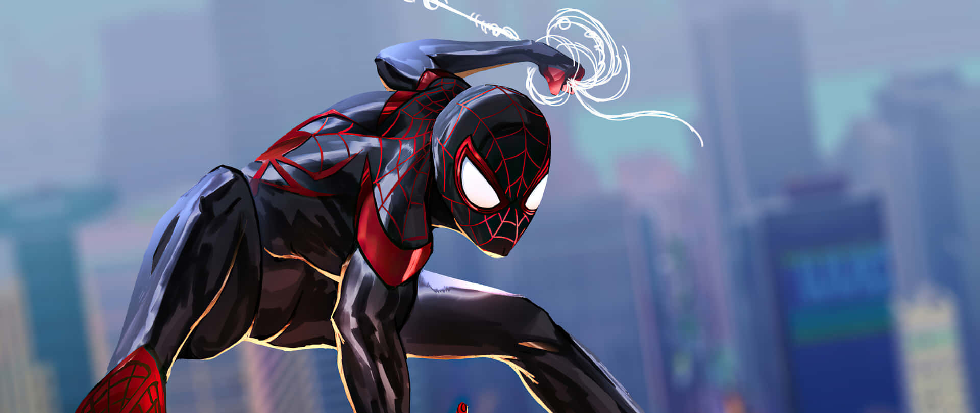 Miles Morales Spider-man Art 2560x1080 Background