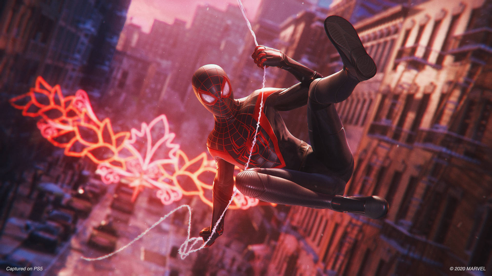 Miles Morales Spider Man Ps4 Glowing Red Background