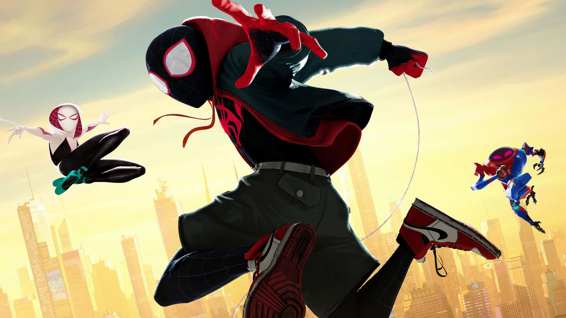 Miles Morales Spider Verse Team Action Background
