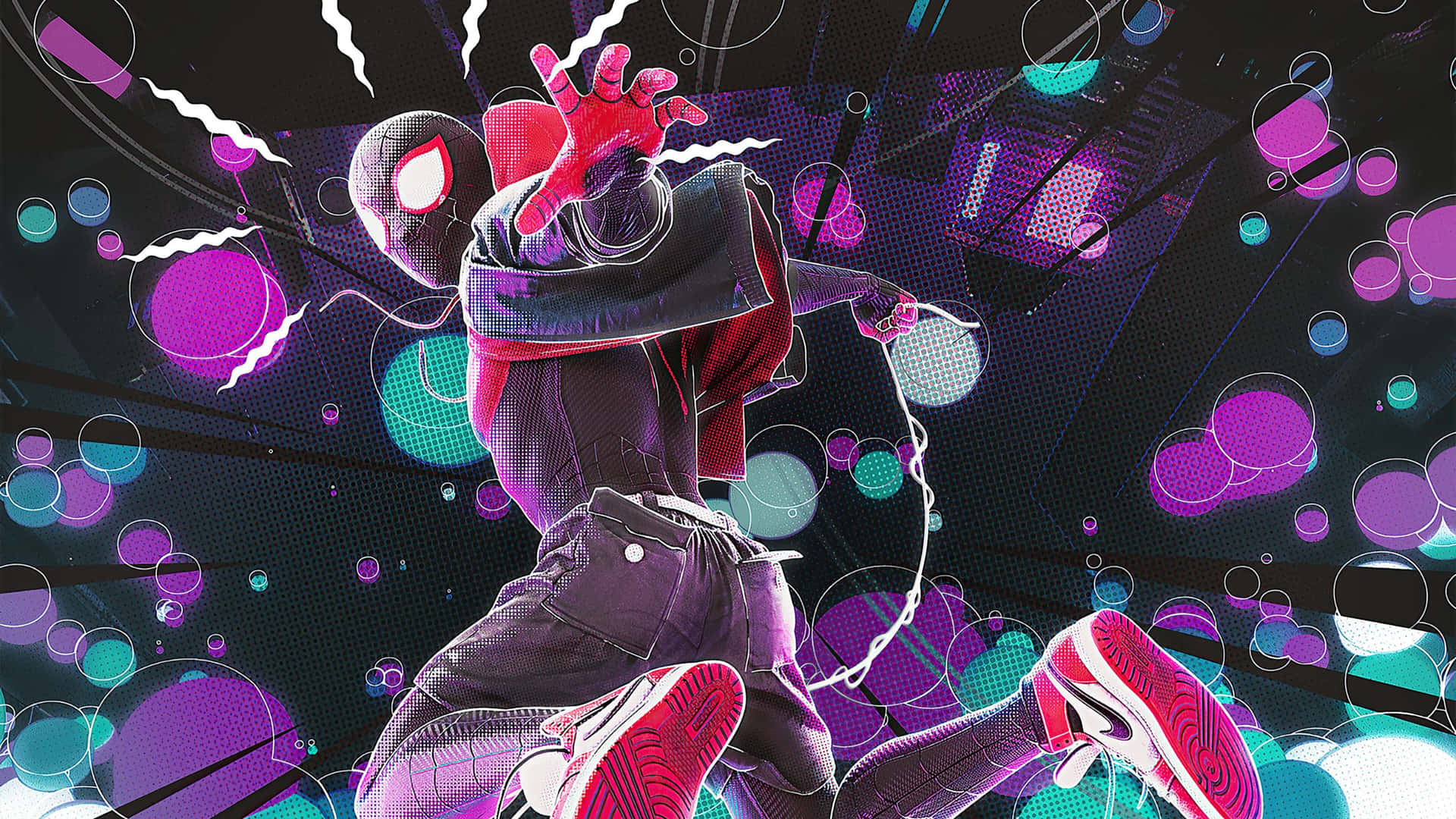 Miles_ Morales_ Spiderman_ Action_ Pose_4 K Background