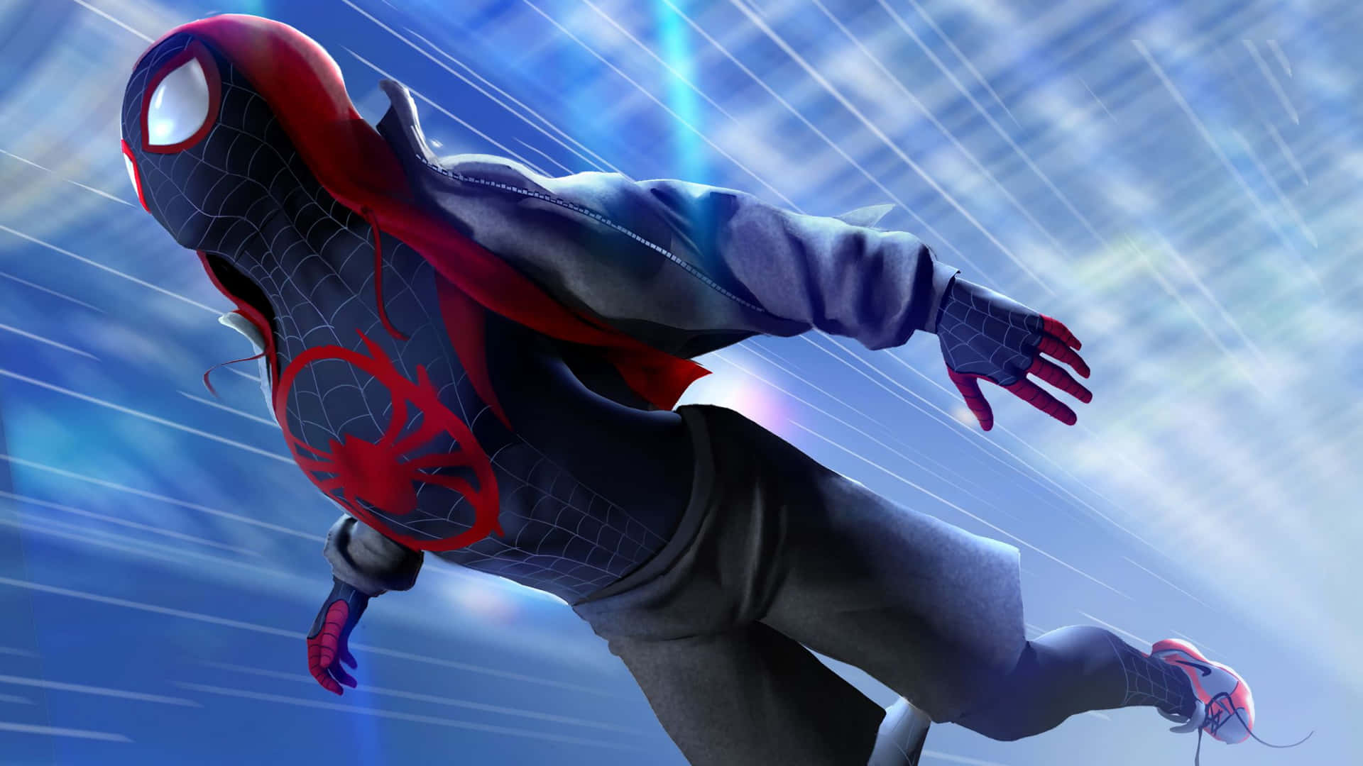 Miles Morales Spiderman Action Pose4 K Background