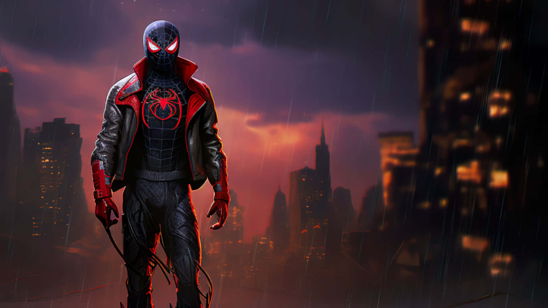 Miles_ Morales_ Spiderman_ Night_ Scene_4 K Background