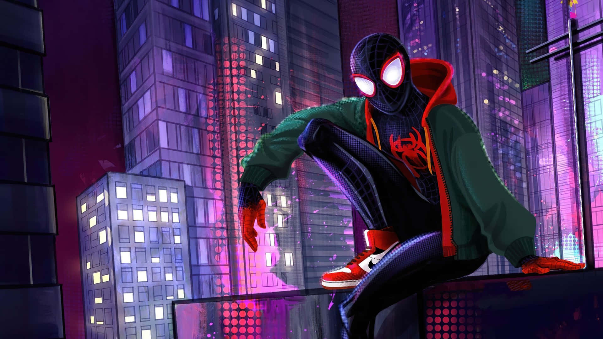 Miles Morales Spiderman Nighttime Vigil4 K Background