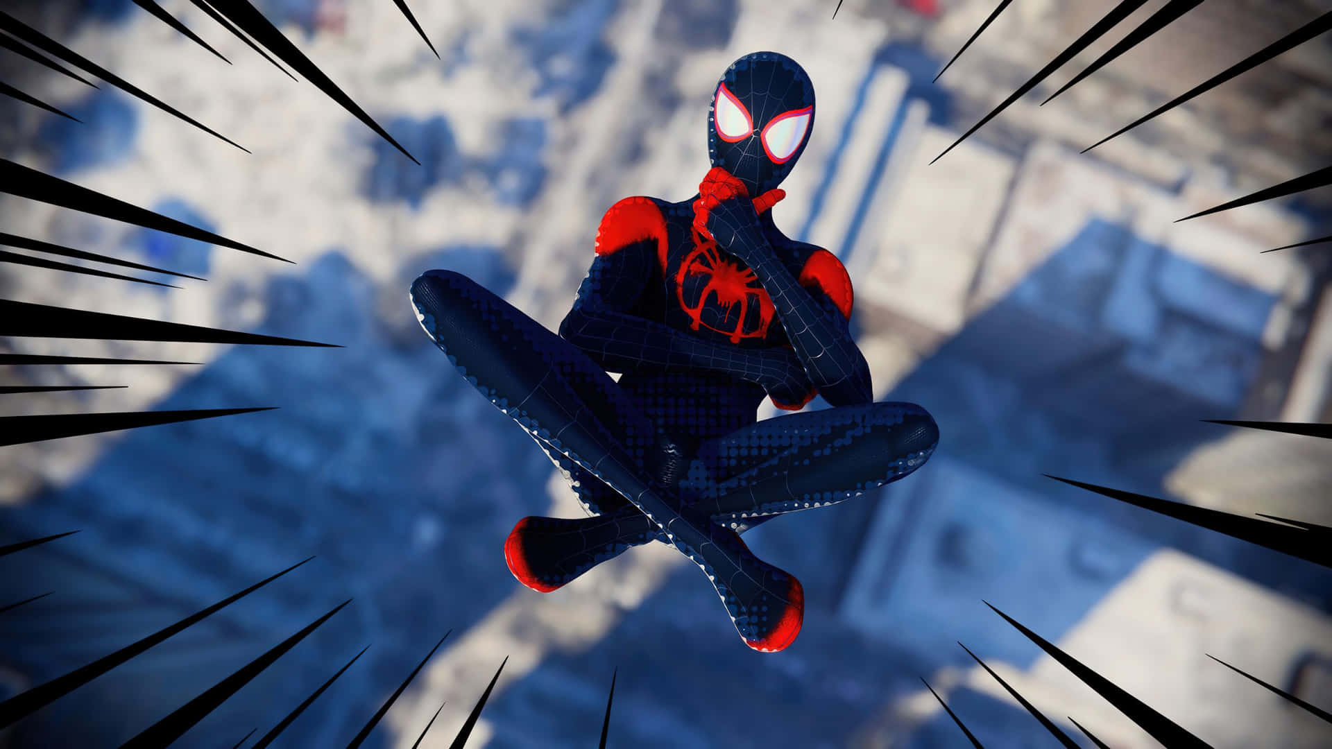 Miles Morales Spiderman Sky Dive4 K Background