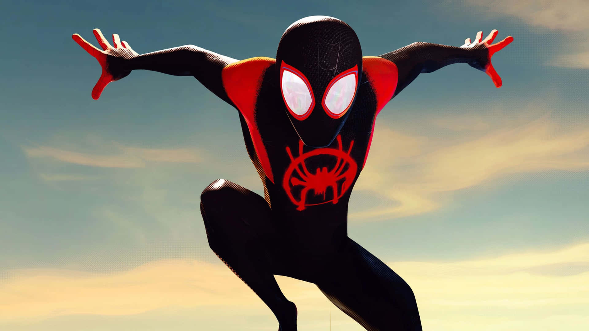 Miles Morales Spiderman Sky Pose4 K Background