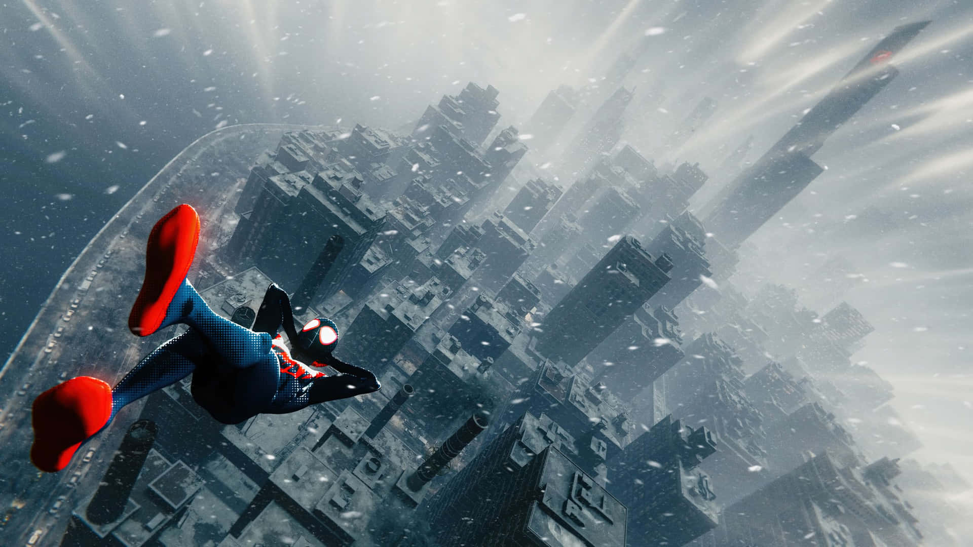 Miles_ Morales_ Spiderman_ Skydive_4 K Background