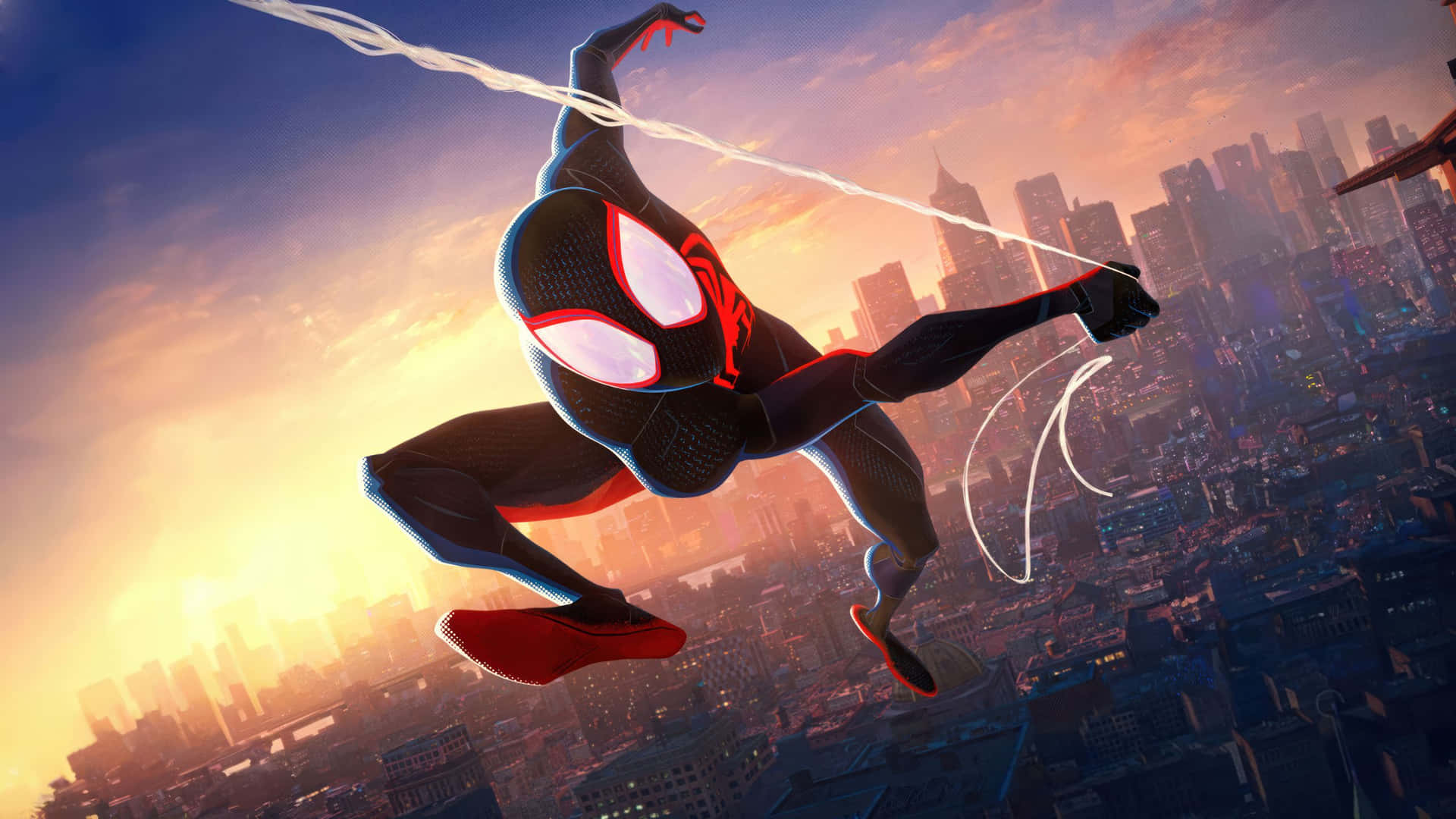 Miles Morales Spiderman Swinging4 K Background