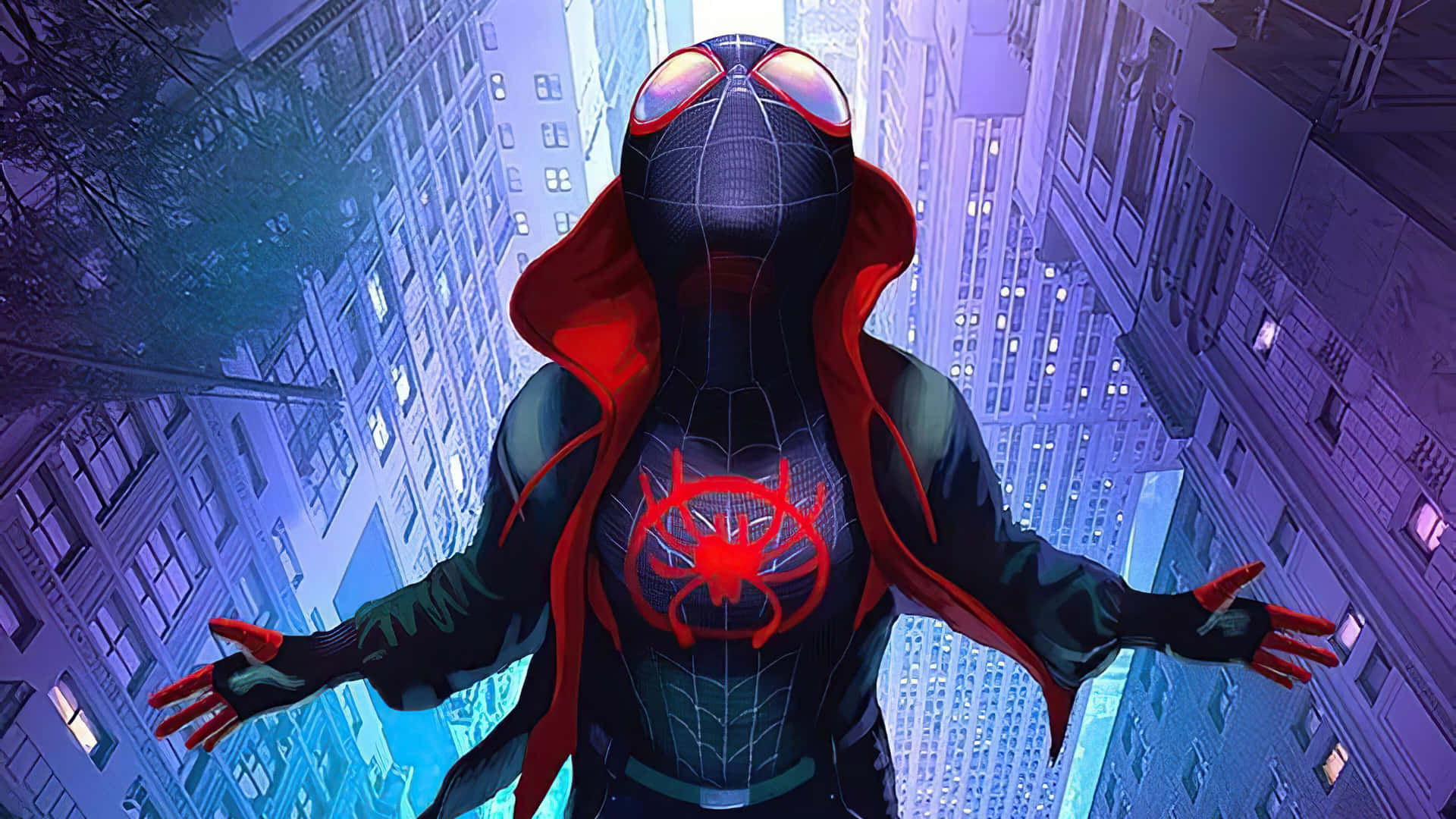 Miles Morales Spiderman Urban Glide4 K Background