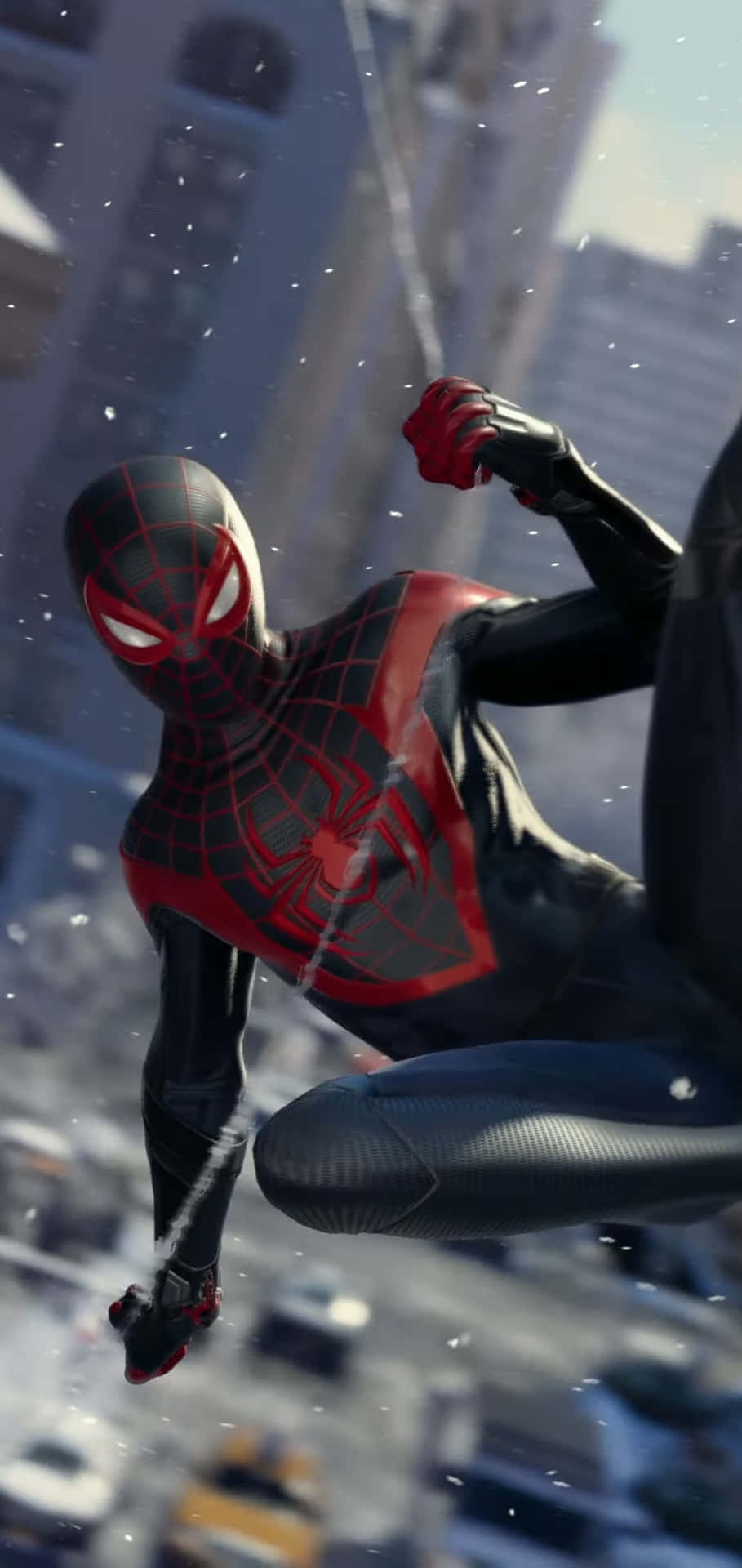 Miles Morales Staying Connected With The New Iphone. Background