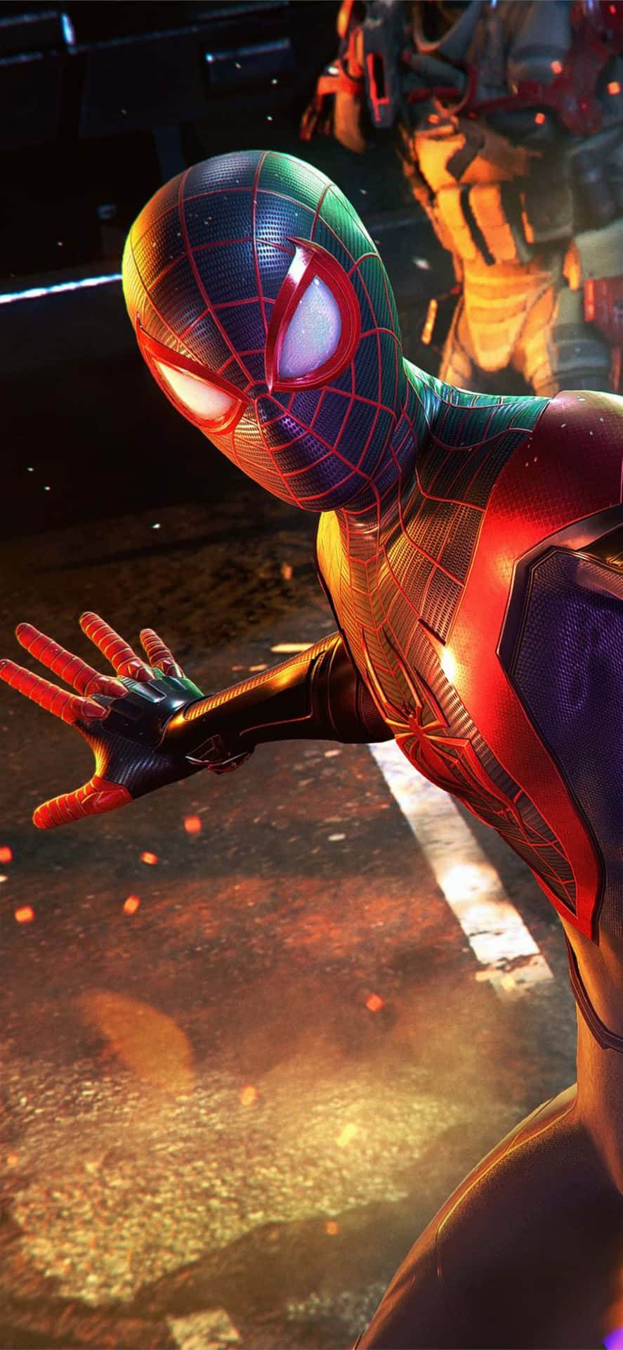 Miles Morales Swinging Into Action On His Iphone Background