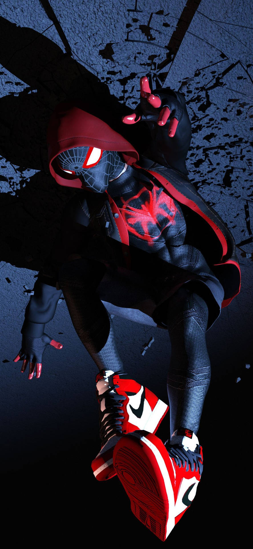 Miles Morales Upside Down Fall Background