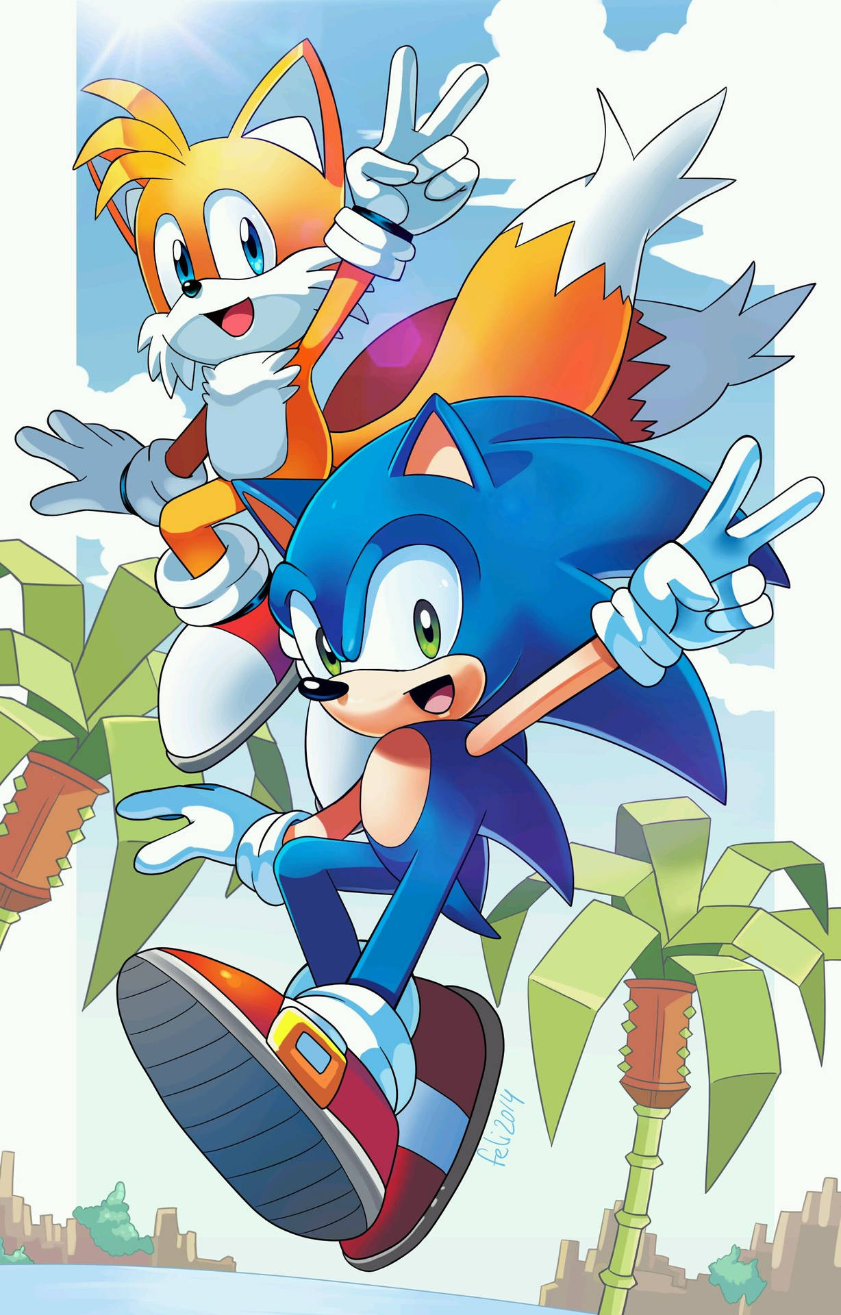 Miles Prower And Sonic Background