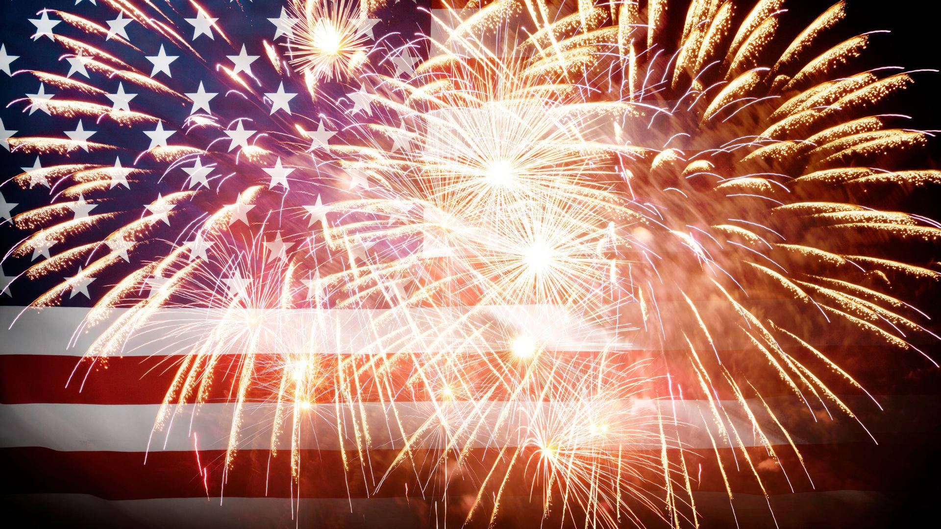 Military American Flag Fireworks Background