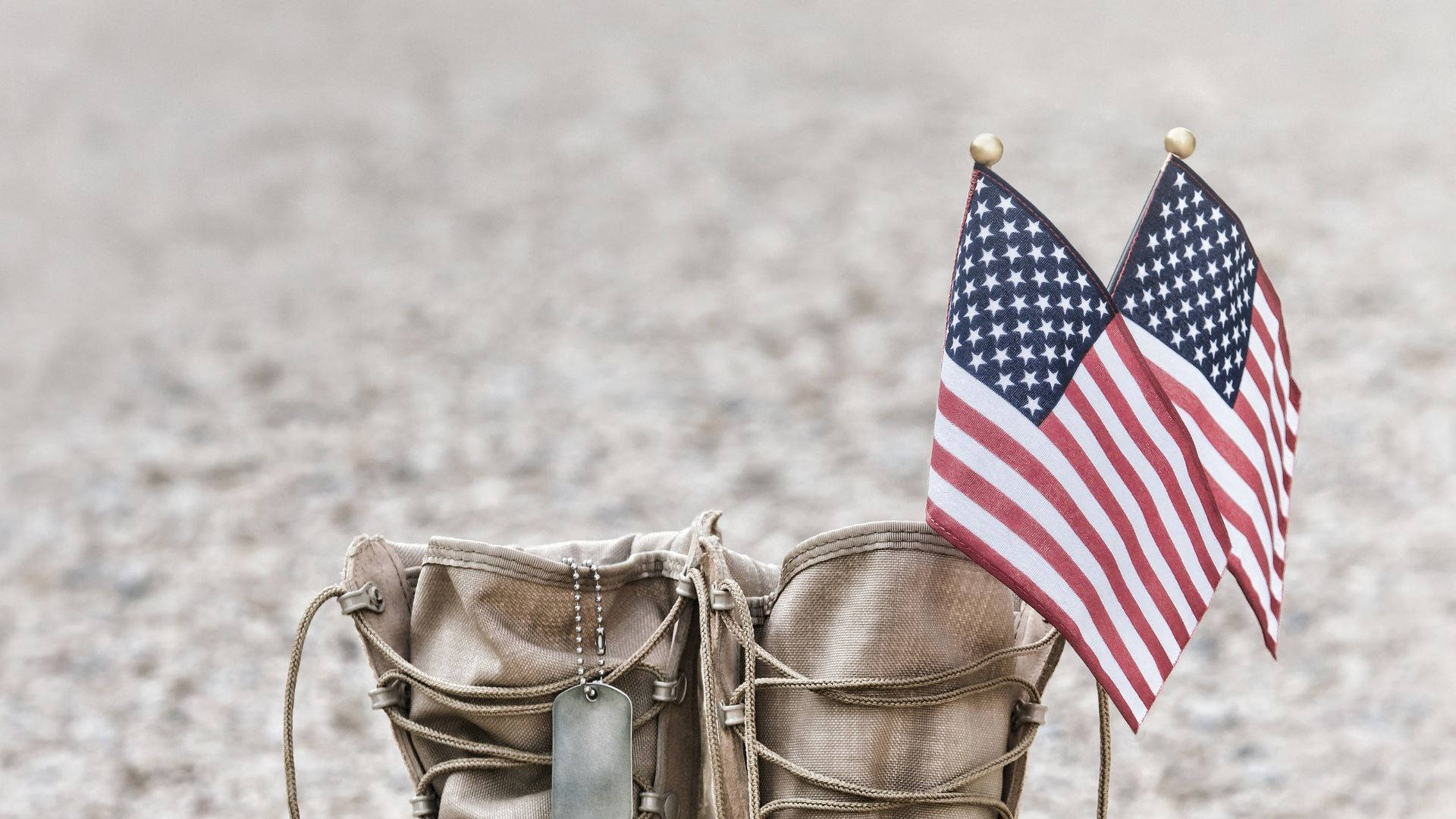 Military Boots American Flag Background