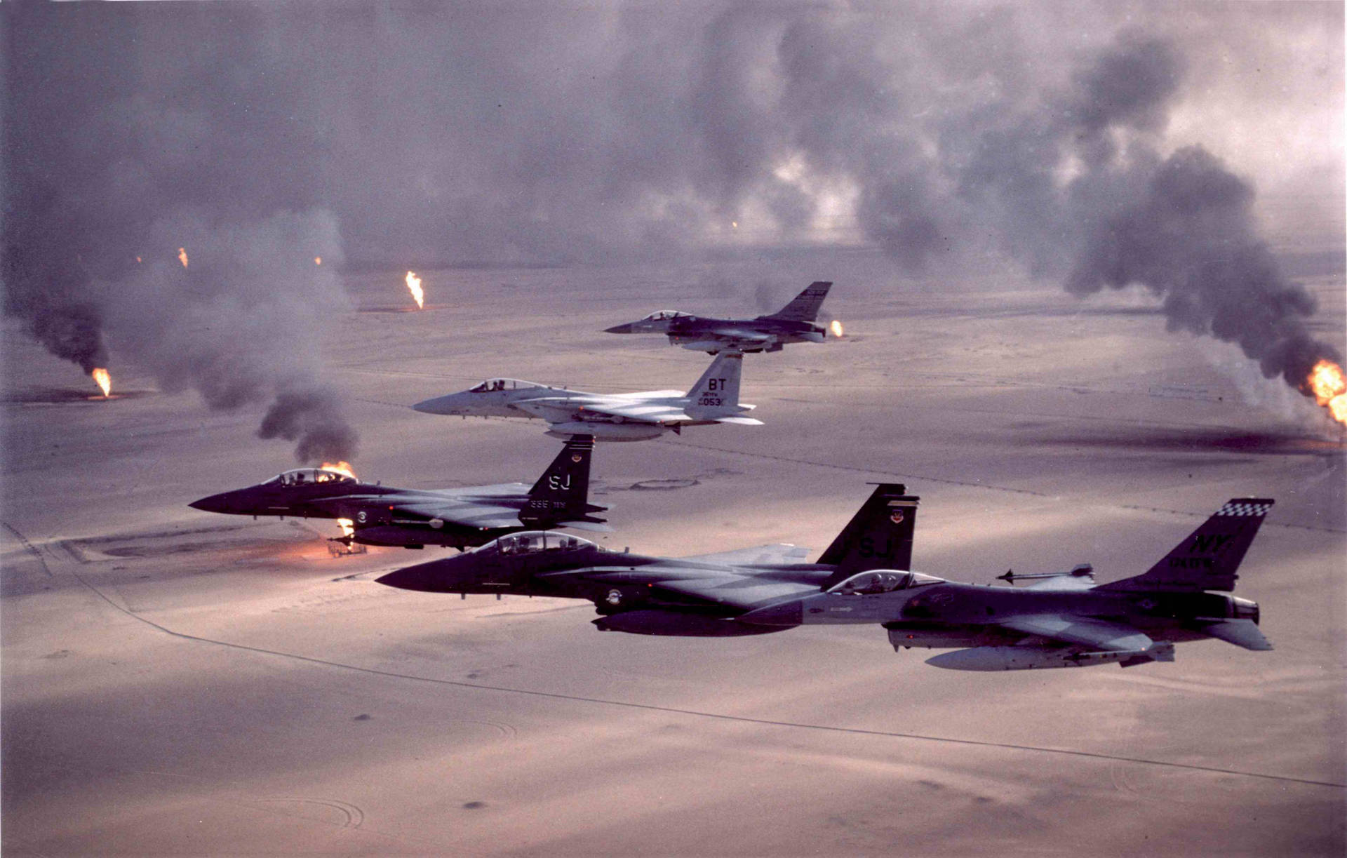 Military Jets On War Background