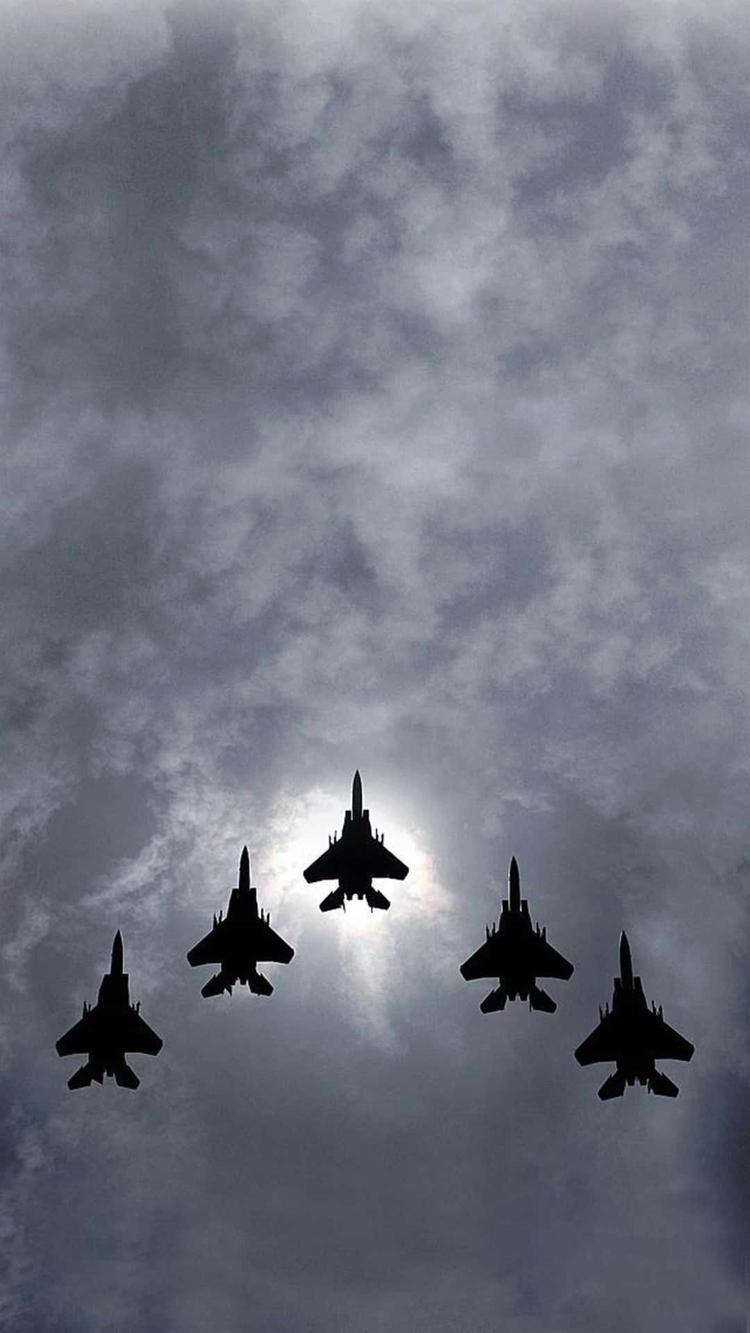 Military Plane Formation Silhouette Background