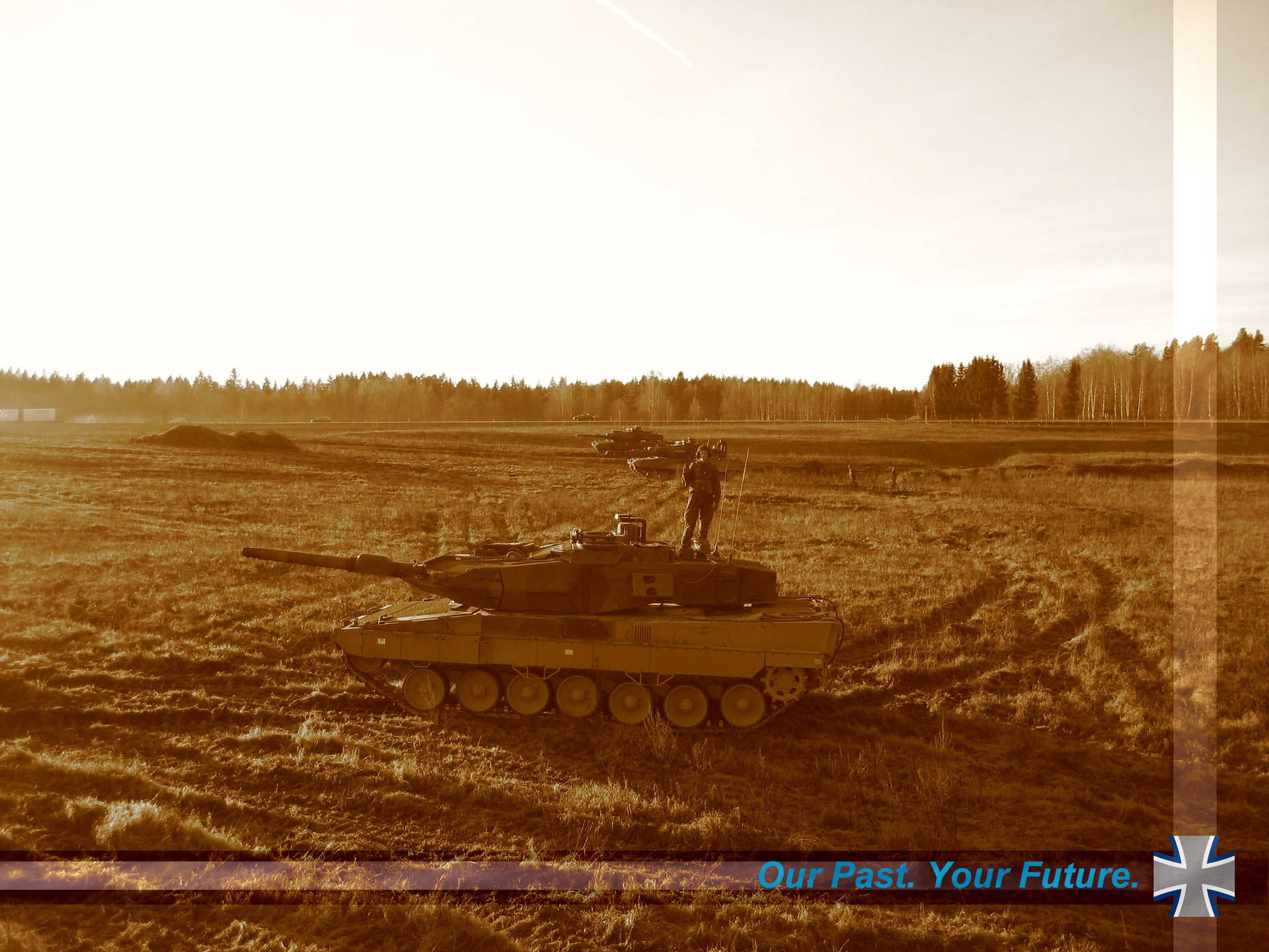Military Tanks In The Desert Background