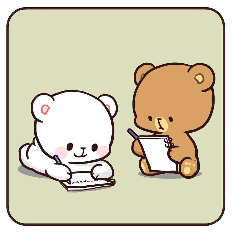 Milk And Mocha Bears Writing Letter Background