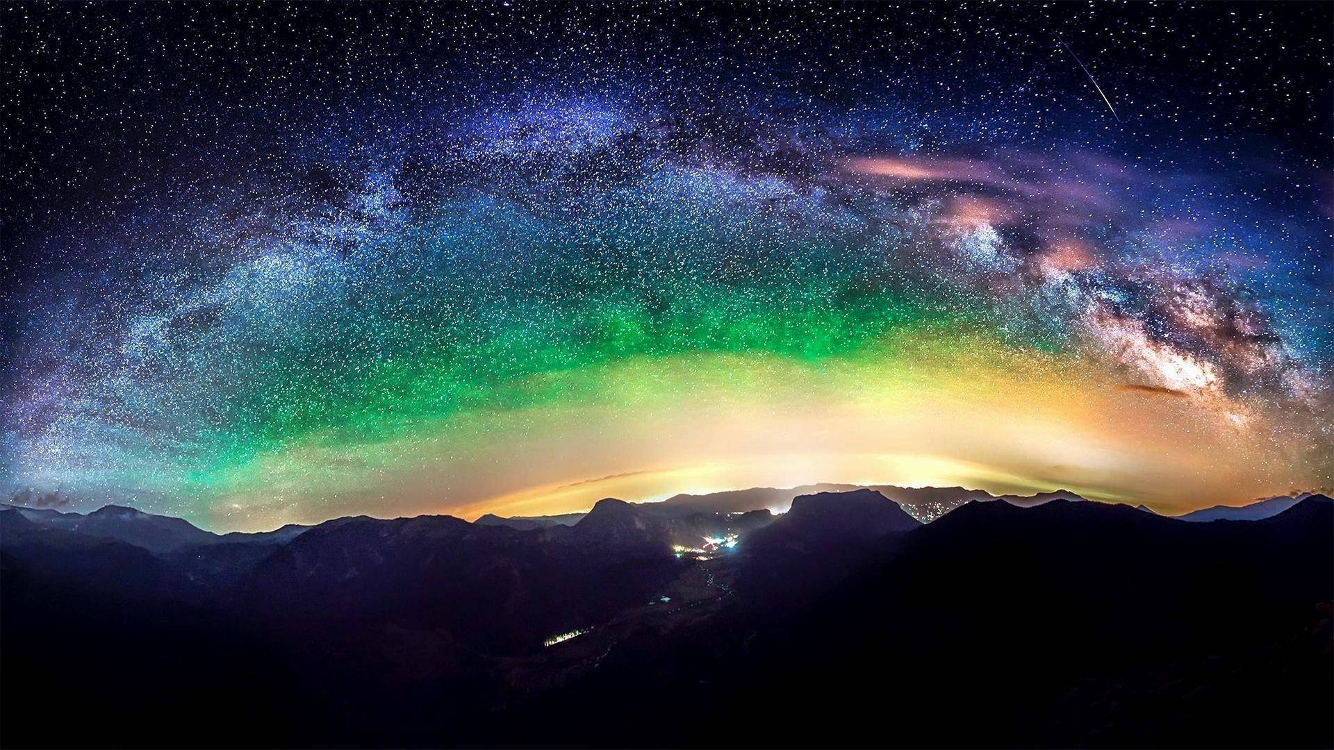 Milky Way Above Mountains Galaxy Live Background