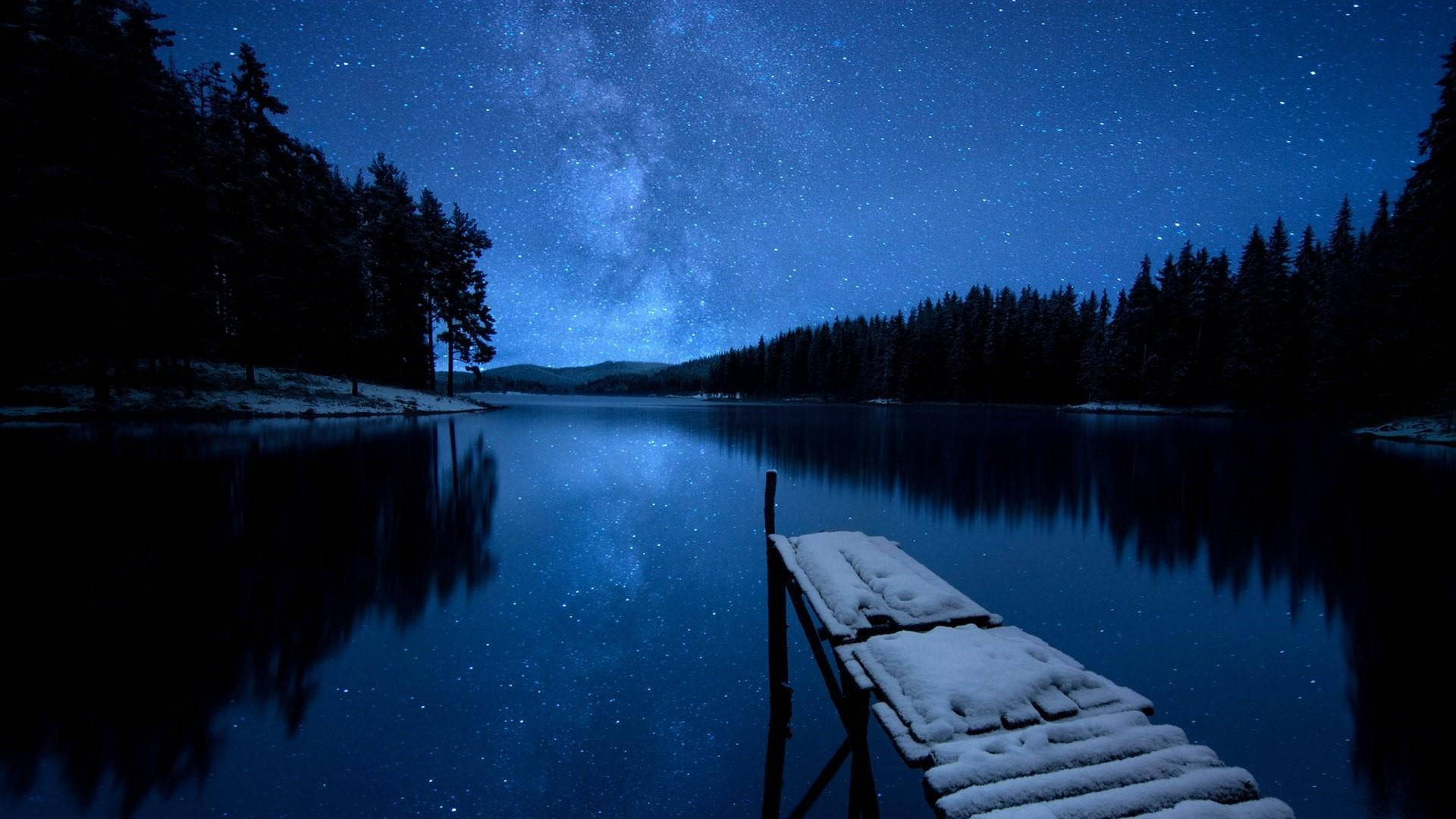 Milky Way Galaxy Lake Background