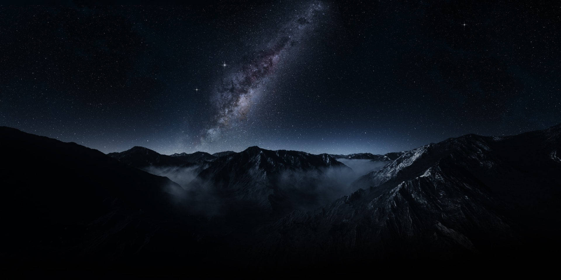 Milky Way Galaxy Mountain Range Background