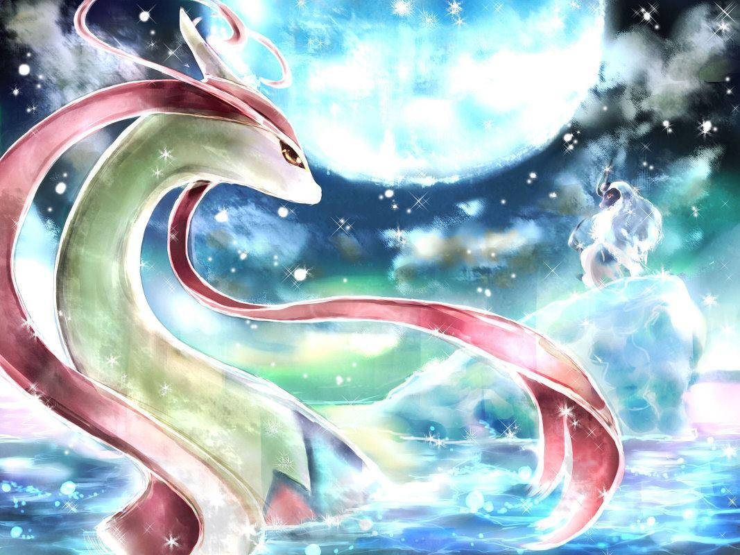 Milotic Swimming Night Absol Background