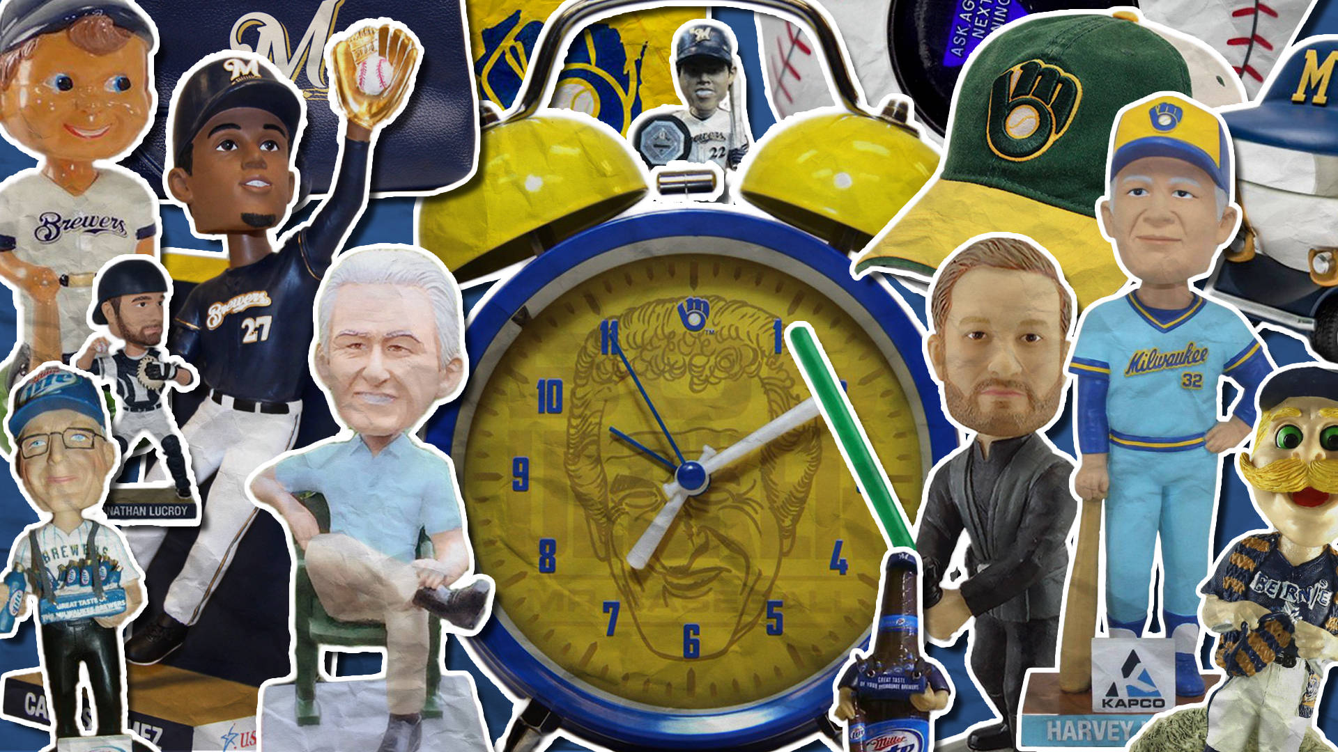 Milwaukee Brewers Bobbleheads Collage Background