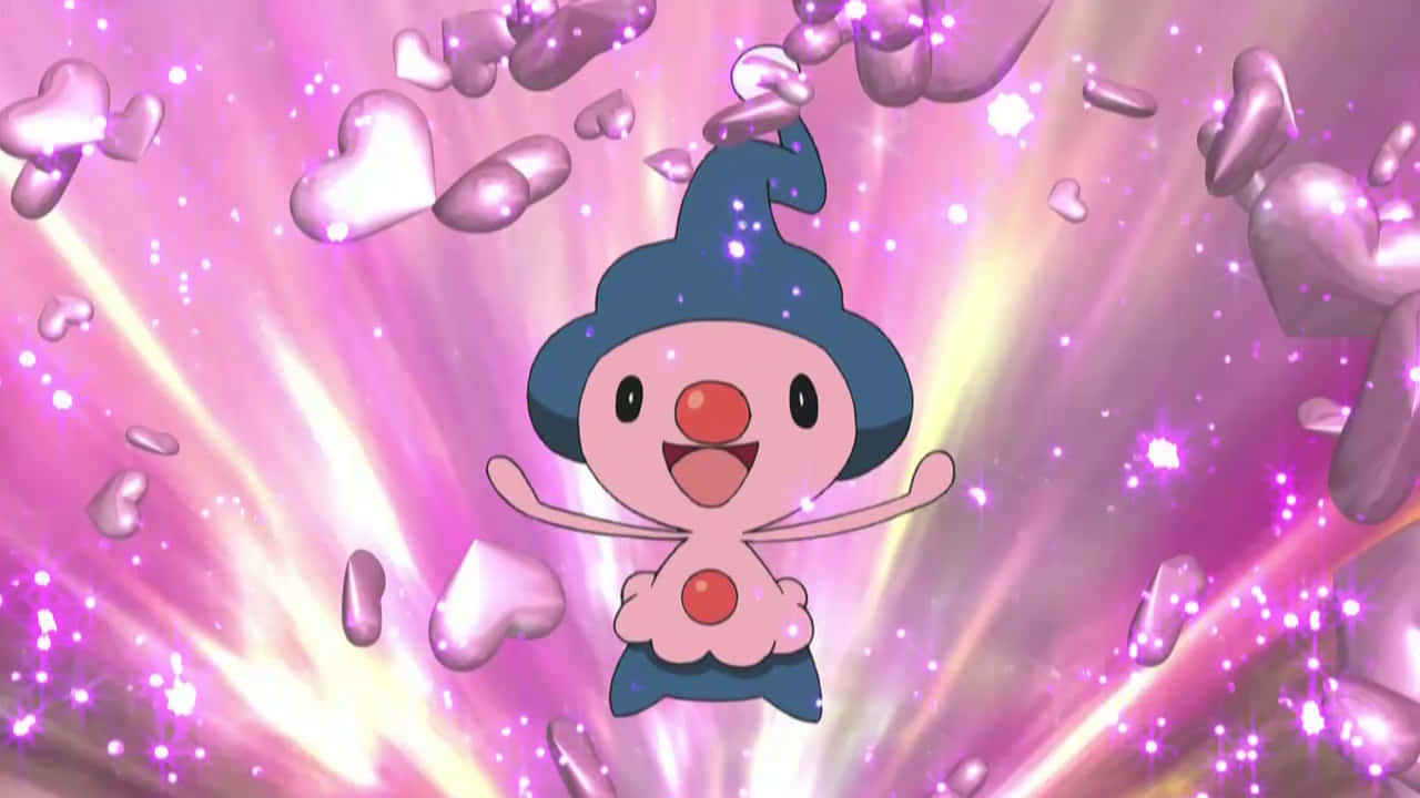 Mime Jr. And 3d Hearts Background