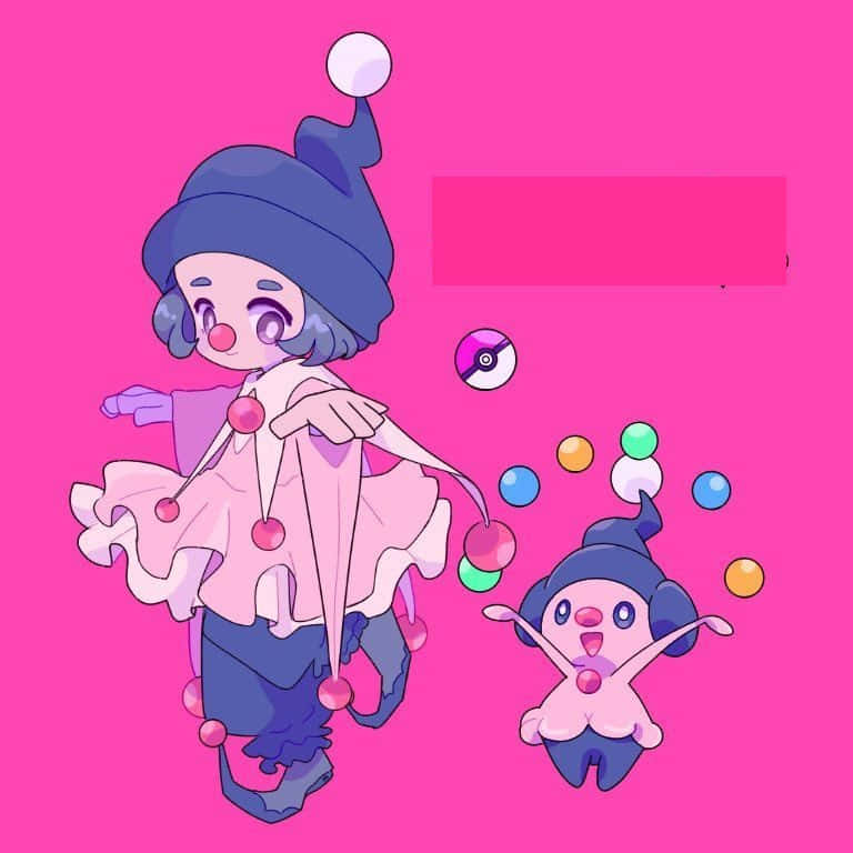 Mime Jr. And Cute Girl Clown Background