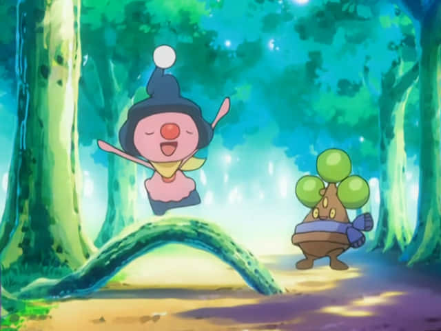 Mime Jr. Hopping In The Forest Background