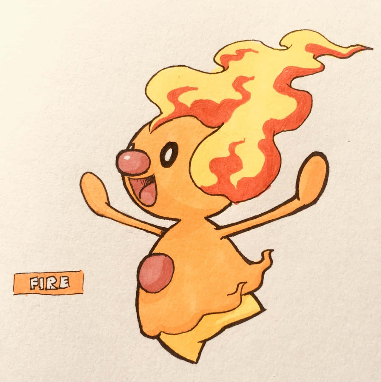 Mime Jr. On Fire Background