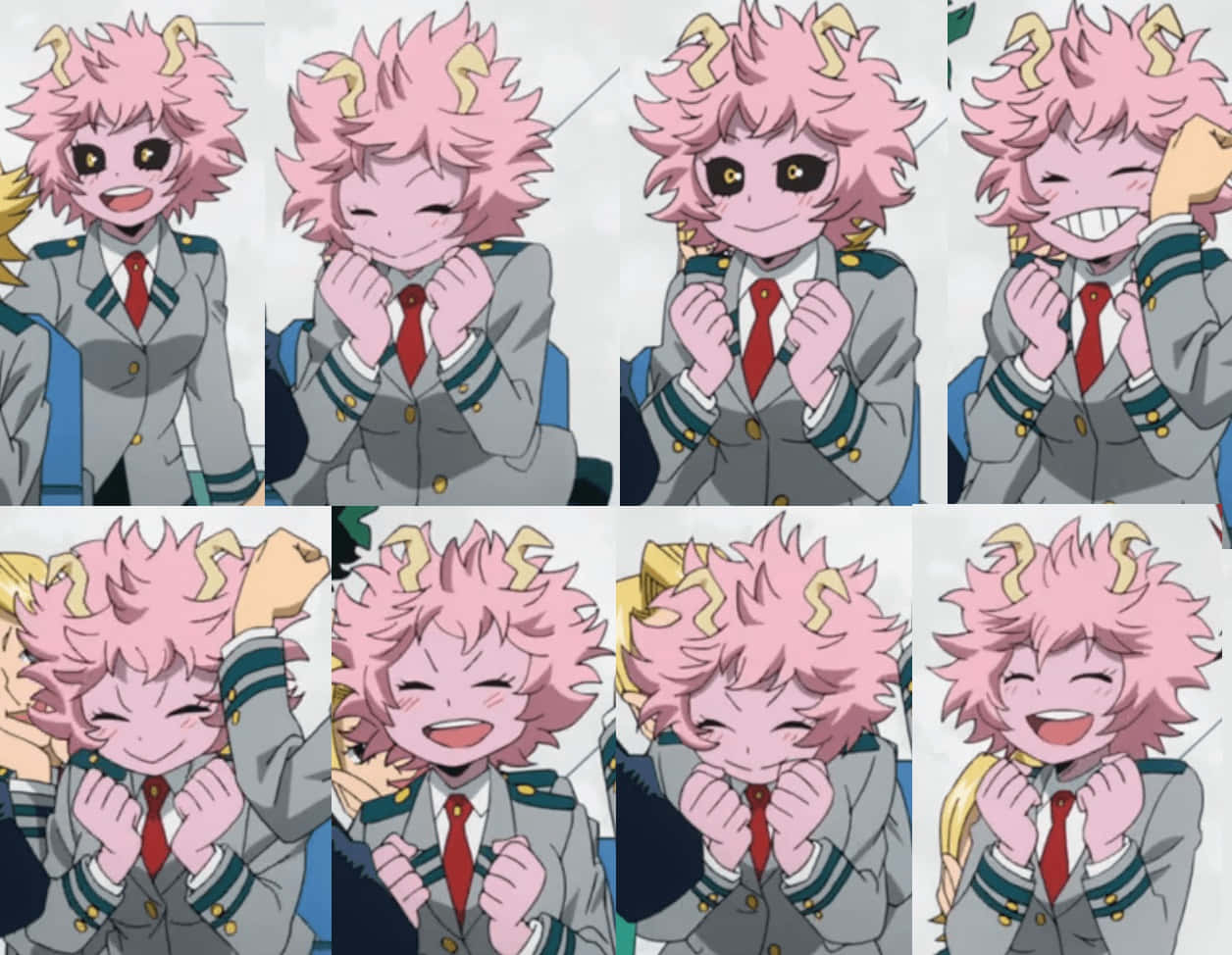 Mina Ashido Various Happy Expression Montage Background