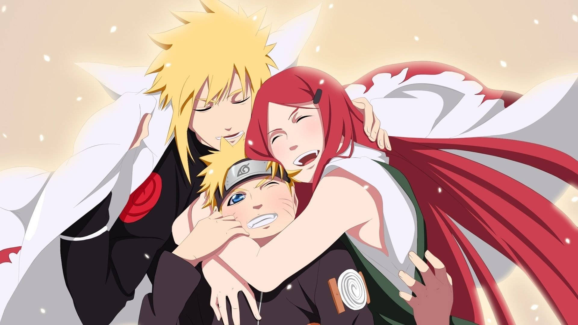 Minato And Kushina Hugging Naruto Ipad Background