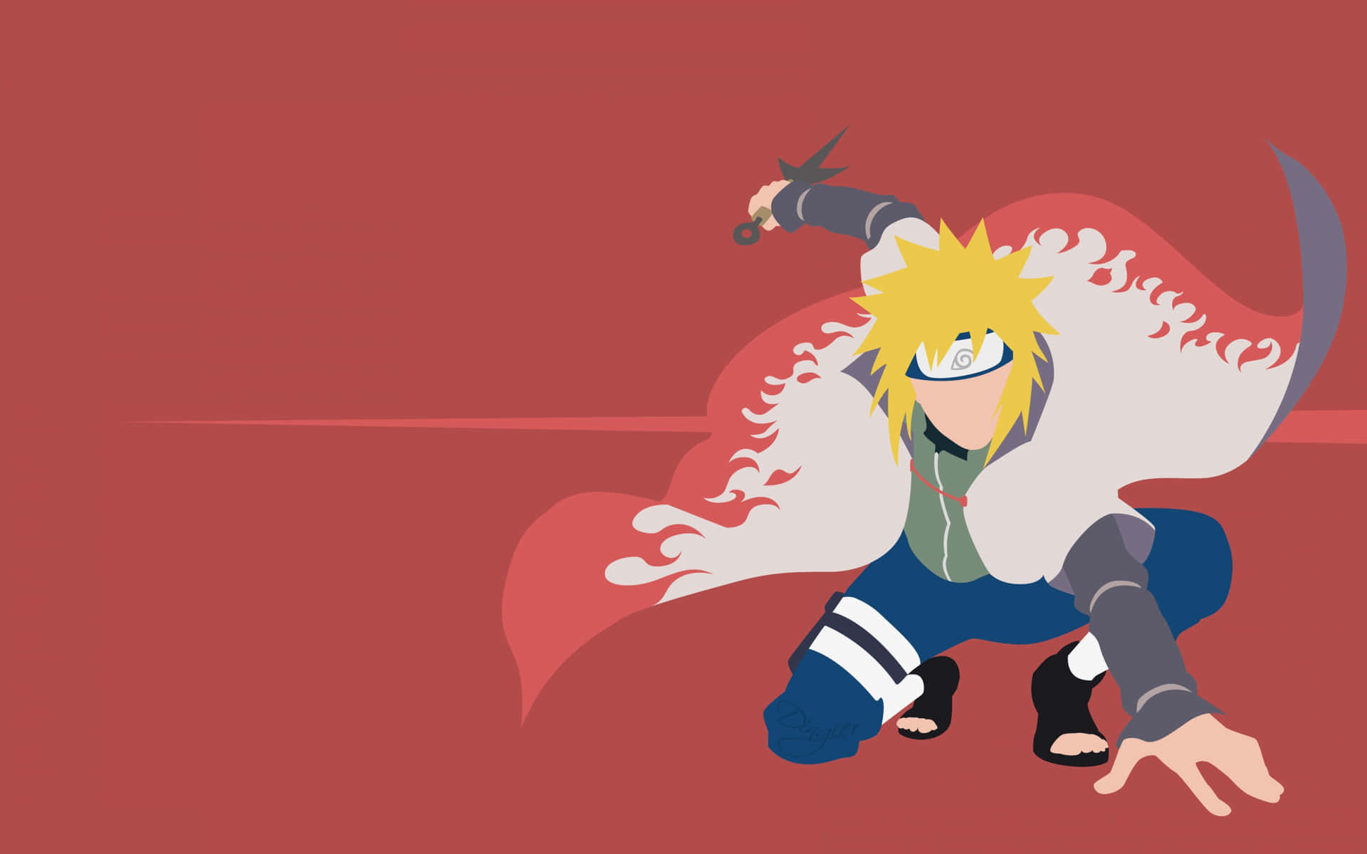 Minato Namikaze Fourth Hokage Action Pose Background