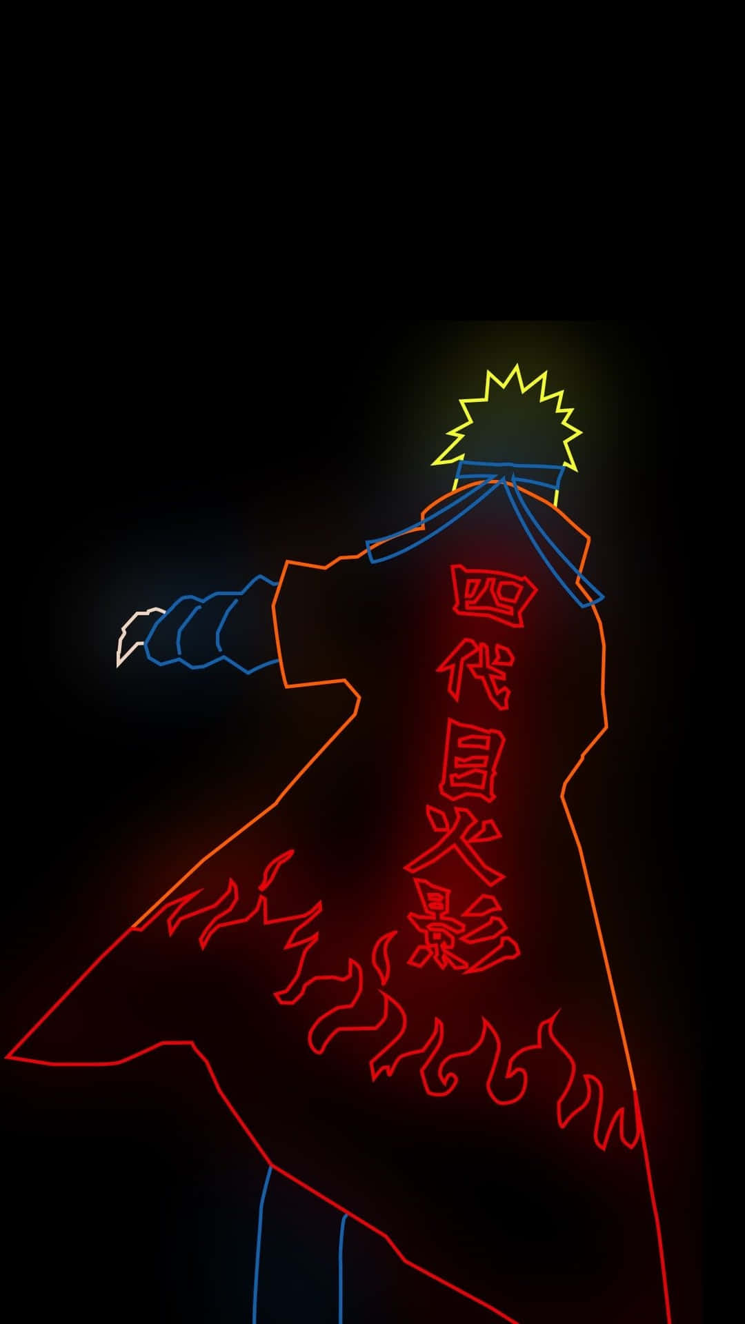 Minato Namikaze Hokage Cloak Neon Art Background