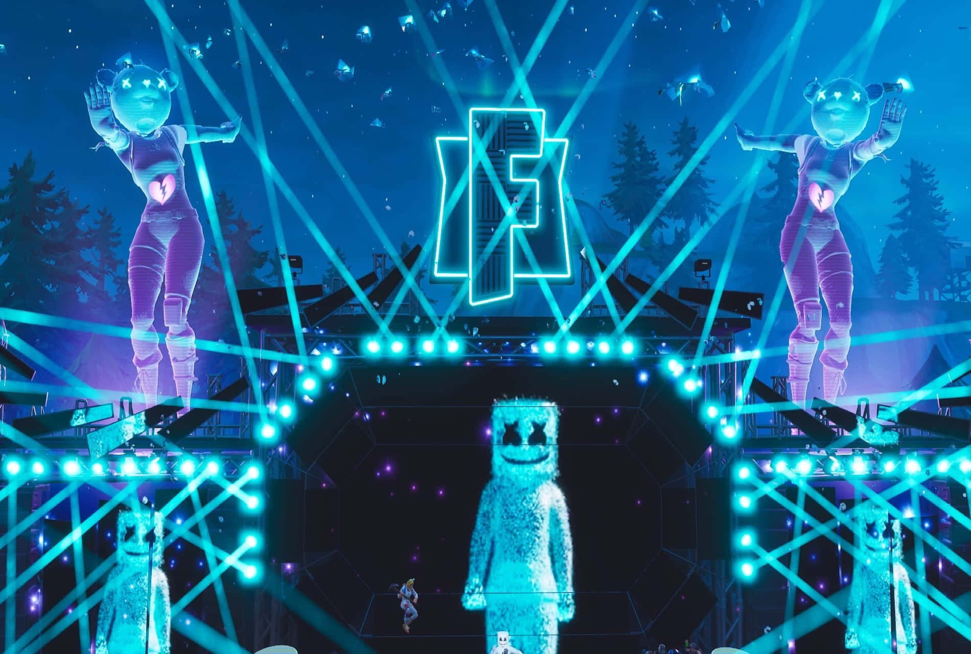 Minecraft - A Stage With Lights And A Stage Background