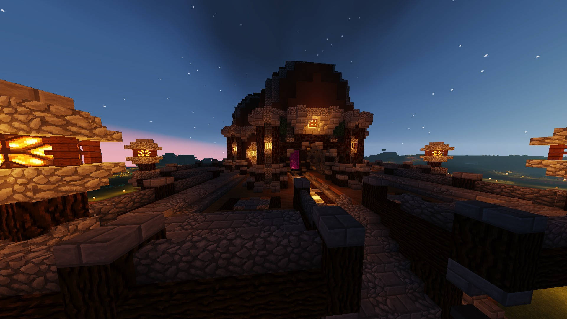 Minecraft Aesthetic City Night Background