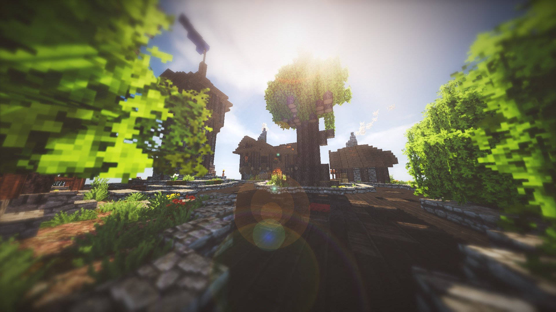 Minecraft Aesthetic Greenery Sunny Day Background