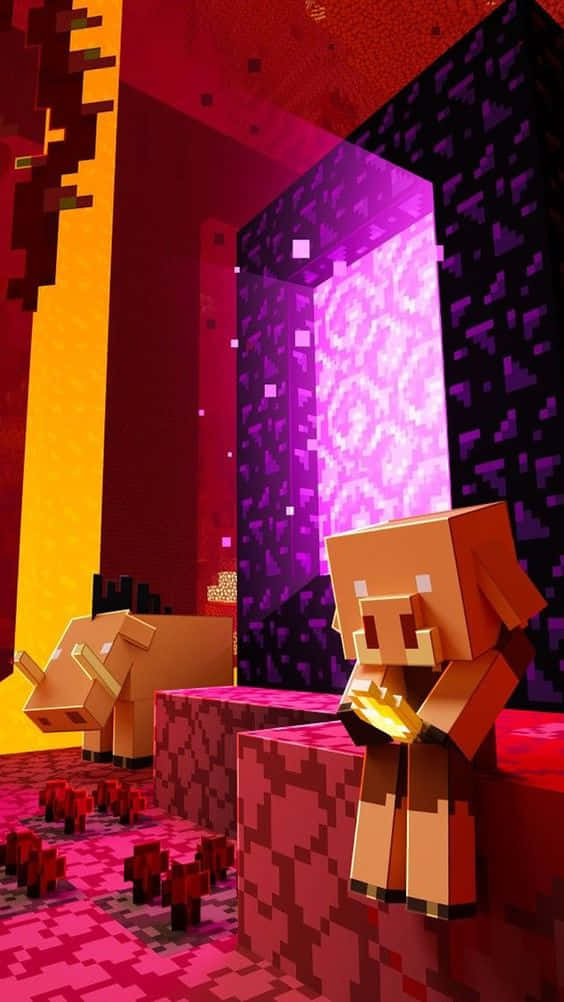 Minecraft Android Nether Portal Room Background