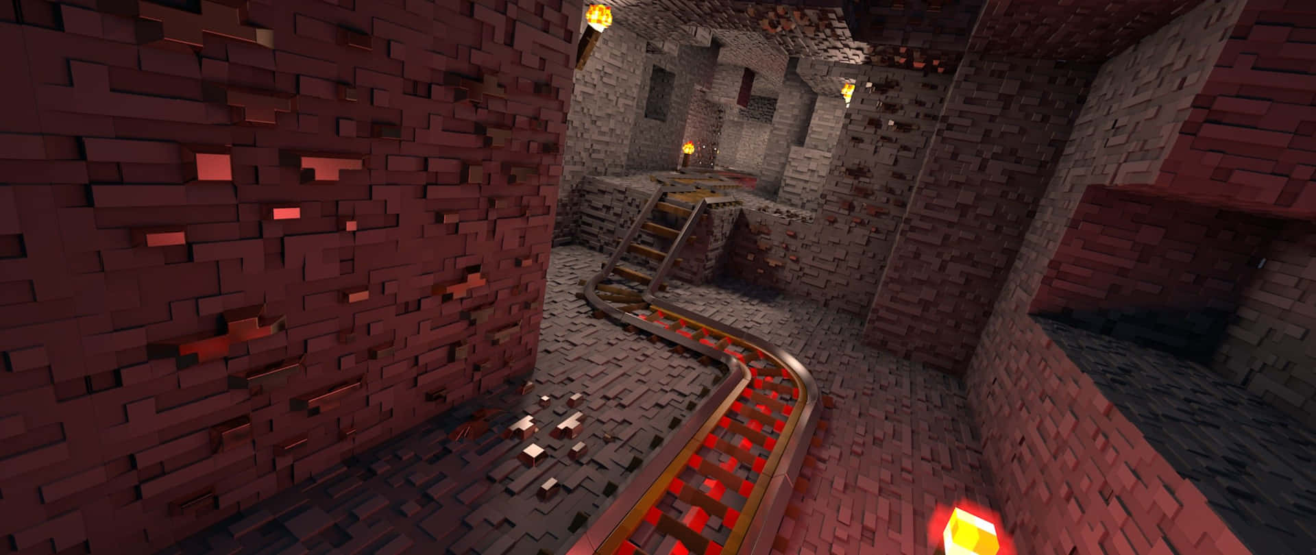 Minecraft Cave Ultra Wide Gaming Background