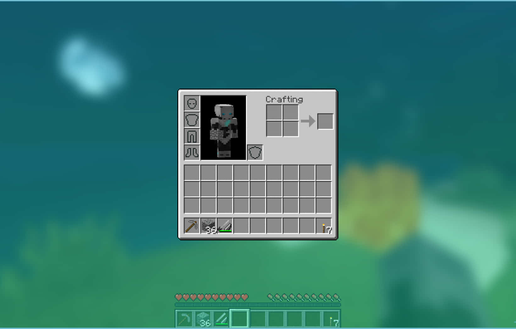 Minecraft Crafting Inventory On Blurry Background