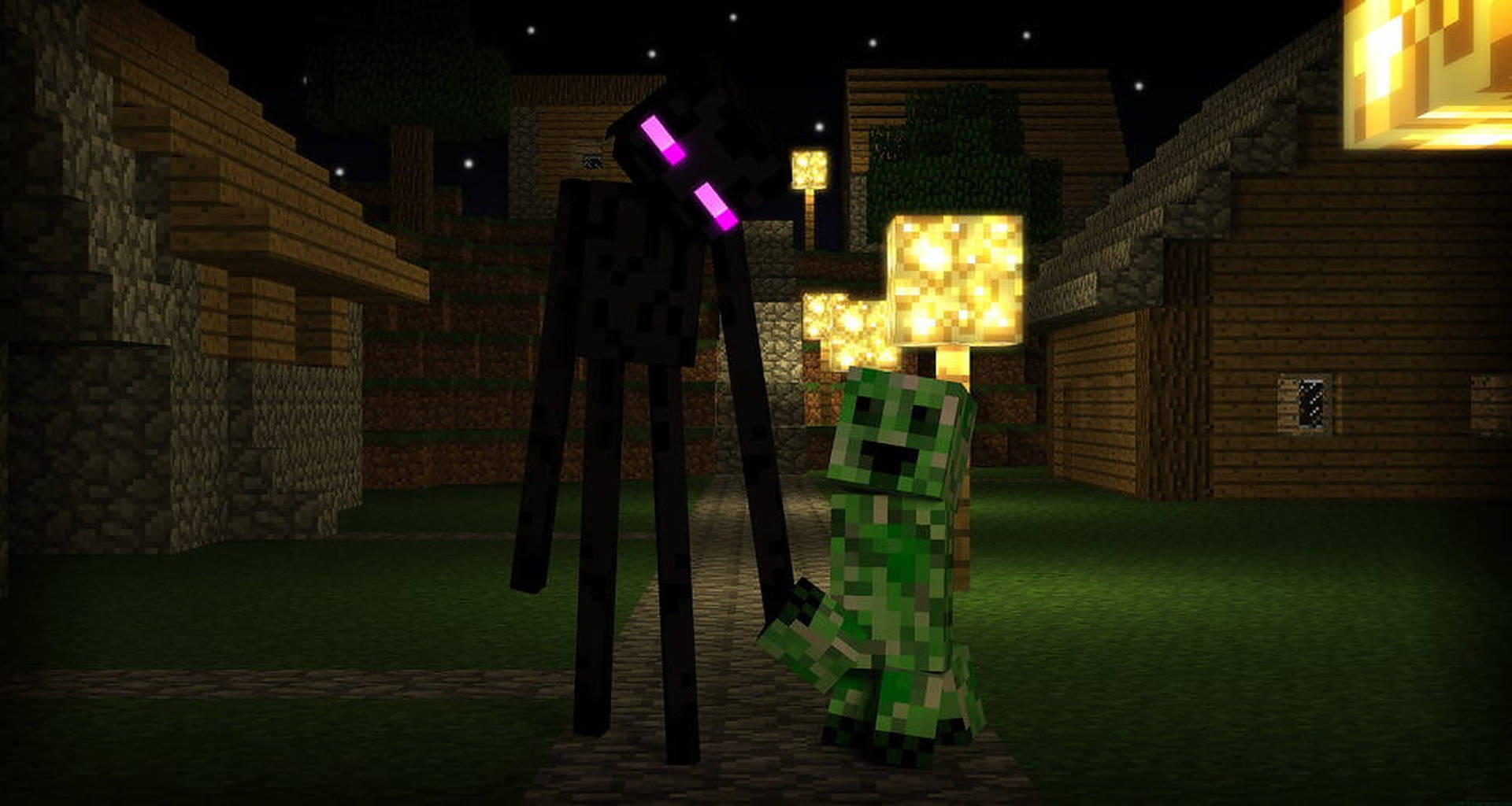 Minecraft Creeper And Enderman Background