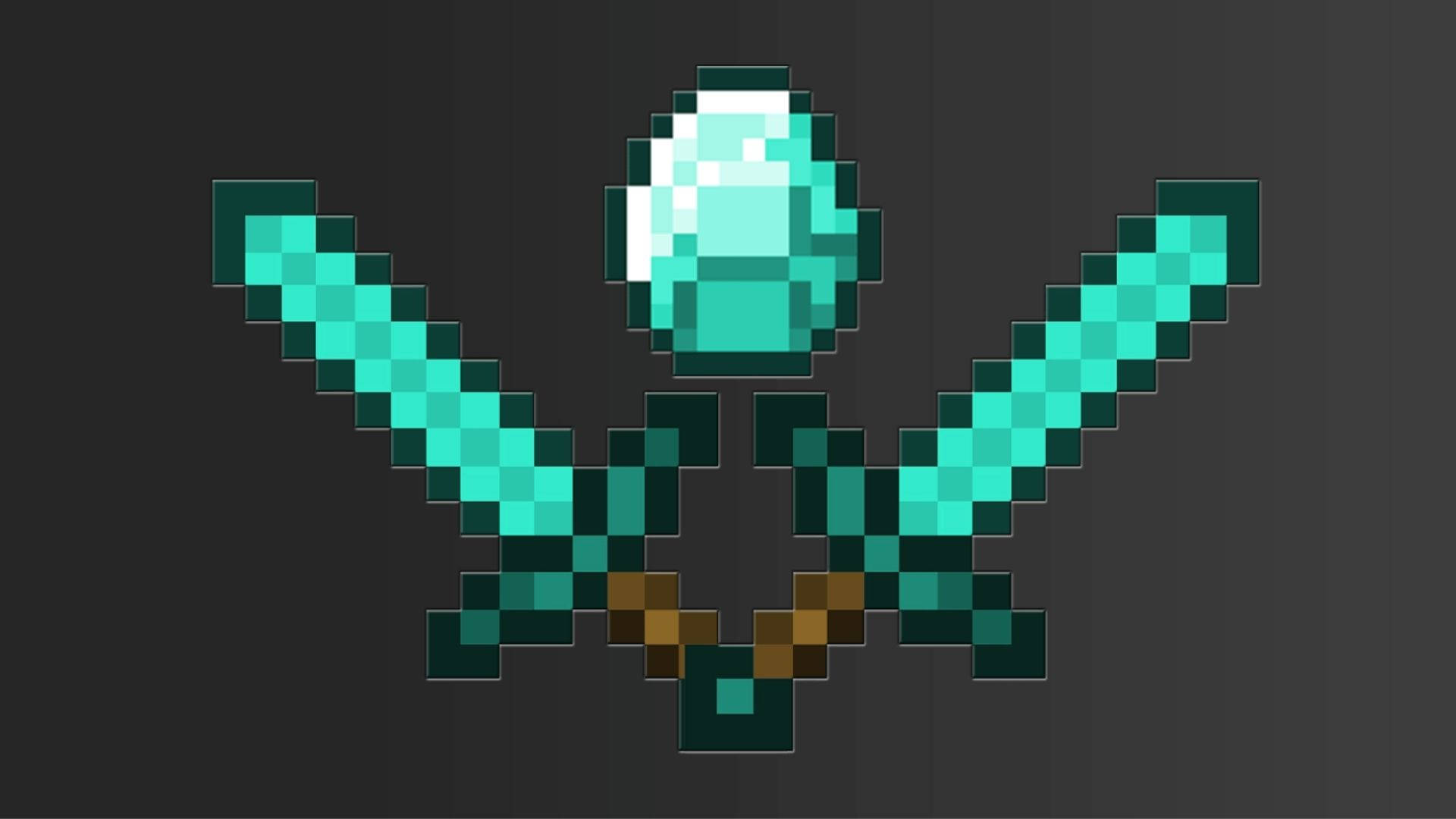 Minecraft Diamond Crystal And Swords Background
