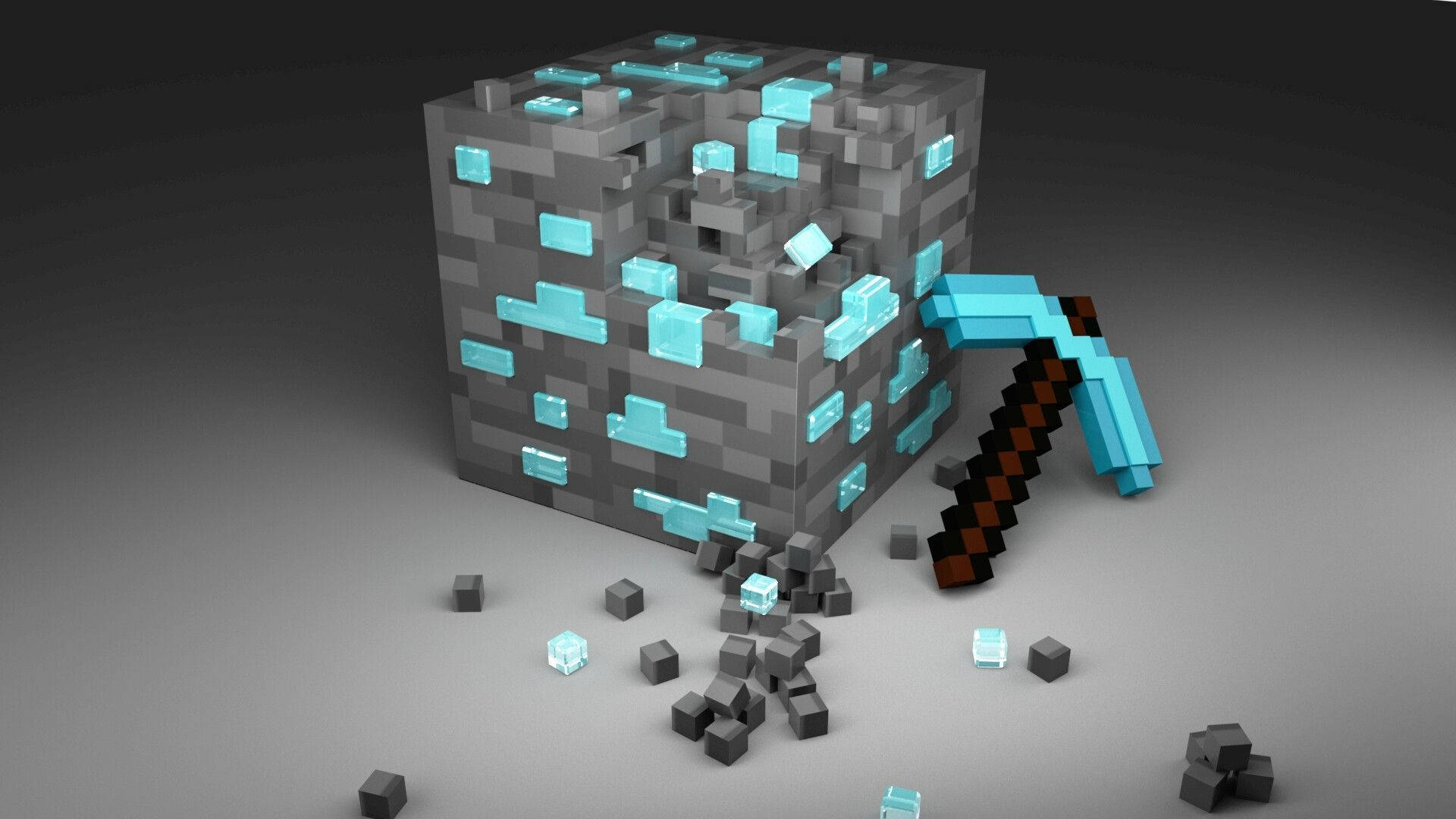 Minecraft Diamond Ore And Pickaxe Background