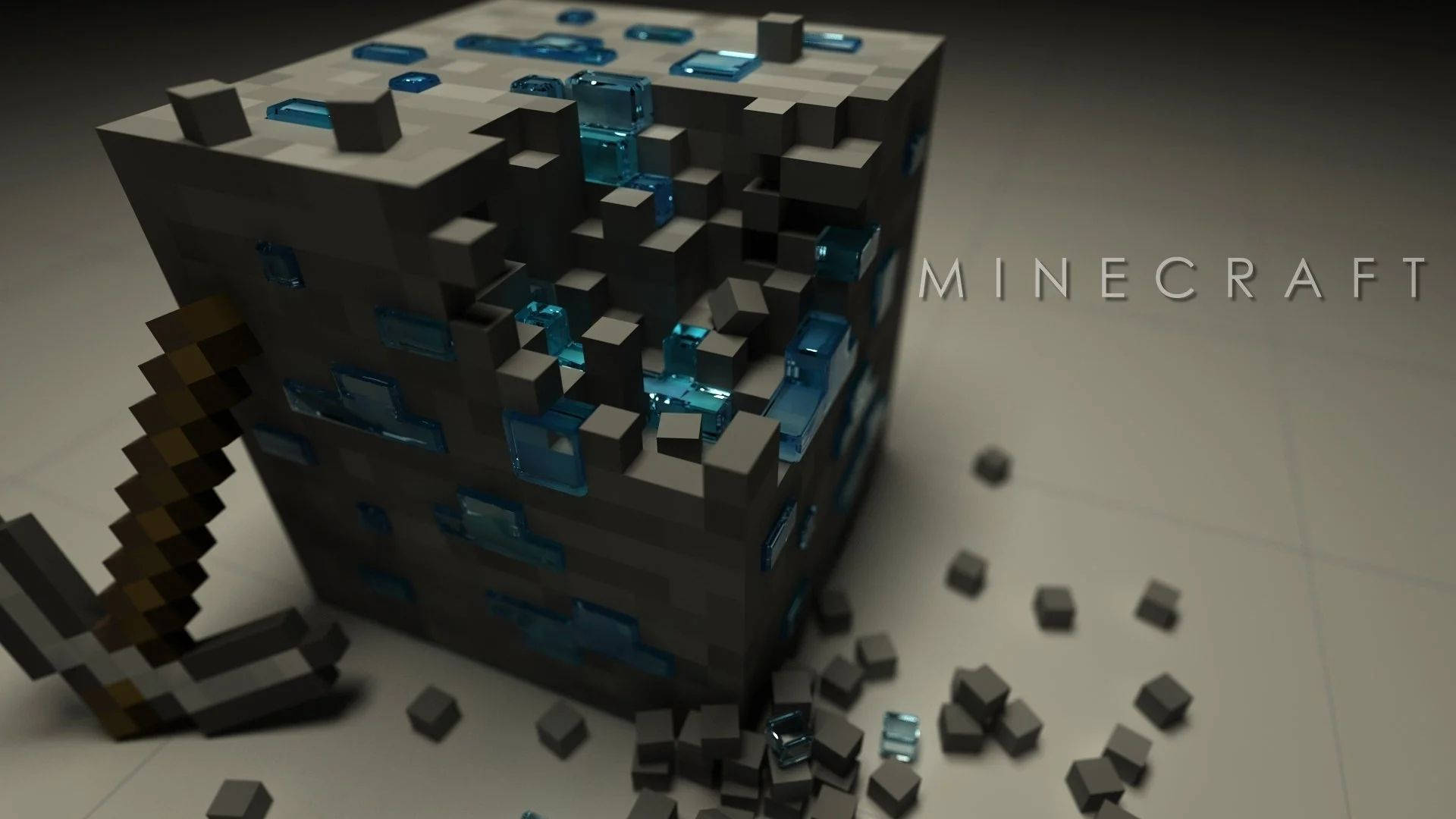 Minecraft Diamond Ore With Pickaxe Background