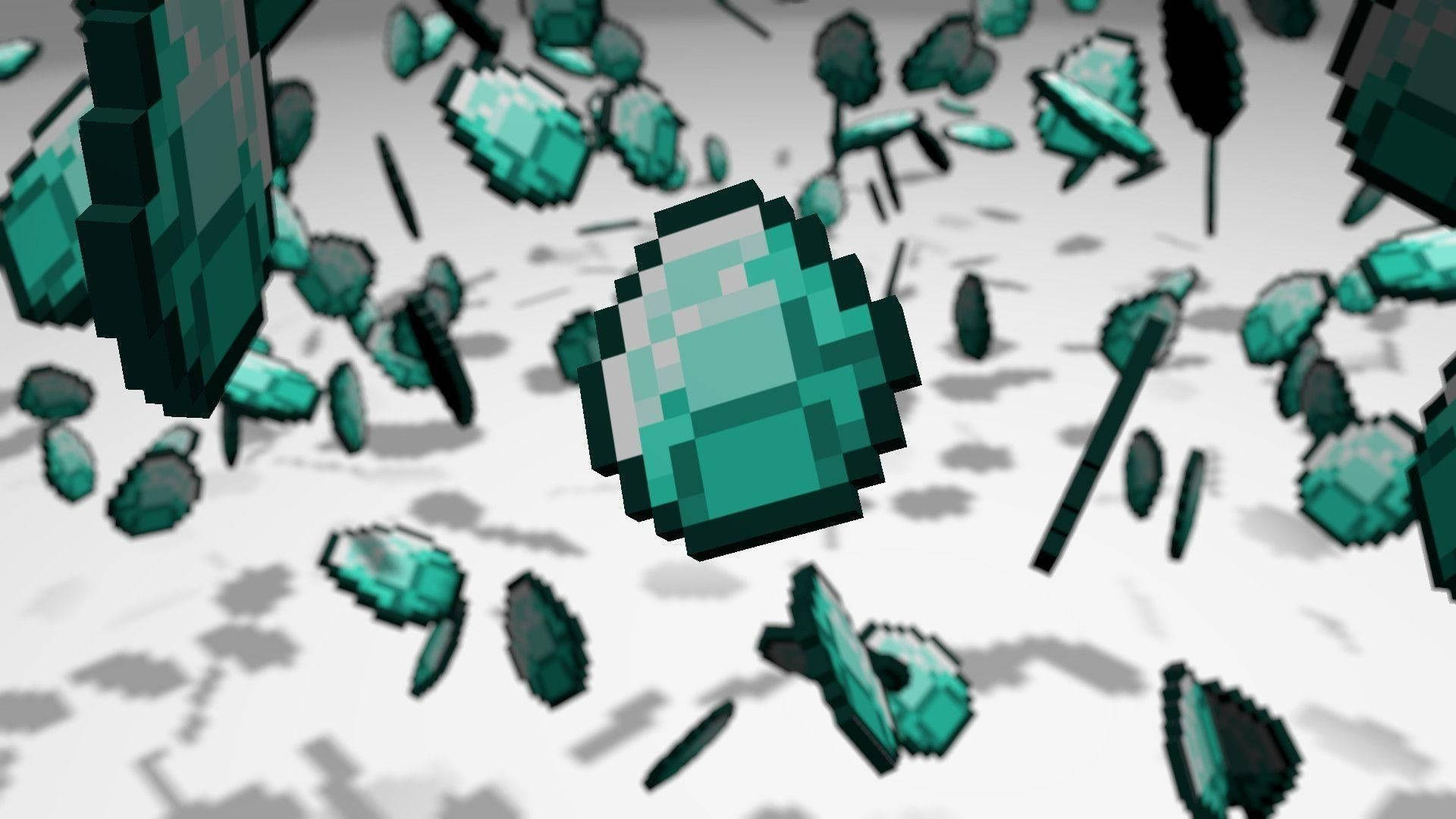 Minecraft Diamonds Floating In The Air Background